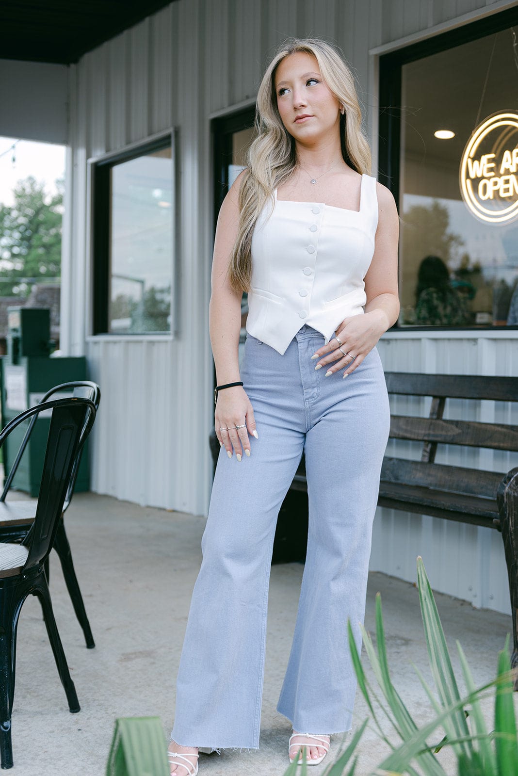 Periwinkle Wide Leg Jeans for Women - High Waisted Stretch Denim Pants - Comfortable & Trendy Casual Wear for Everyday Outfits