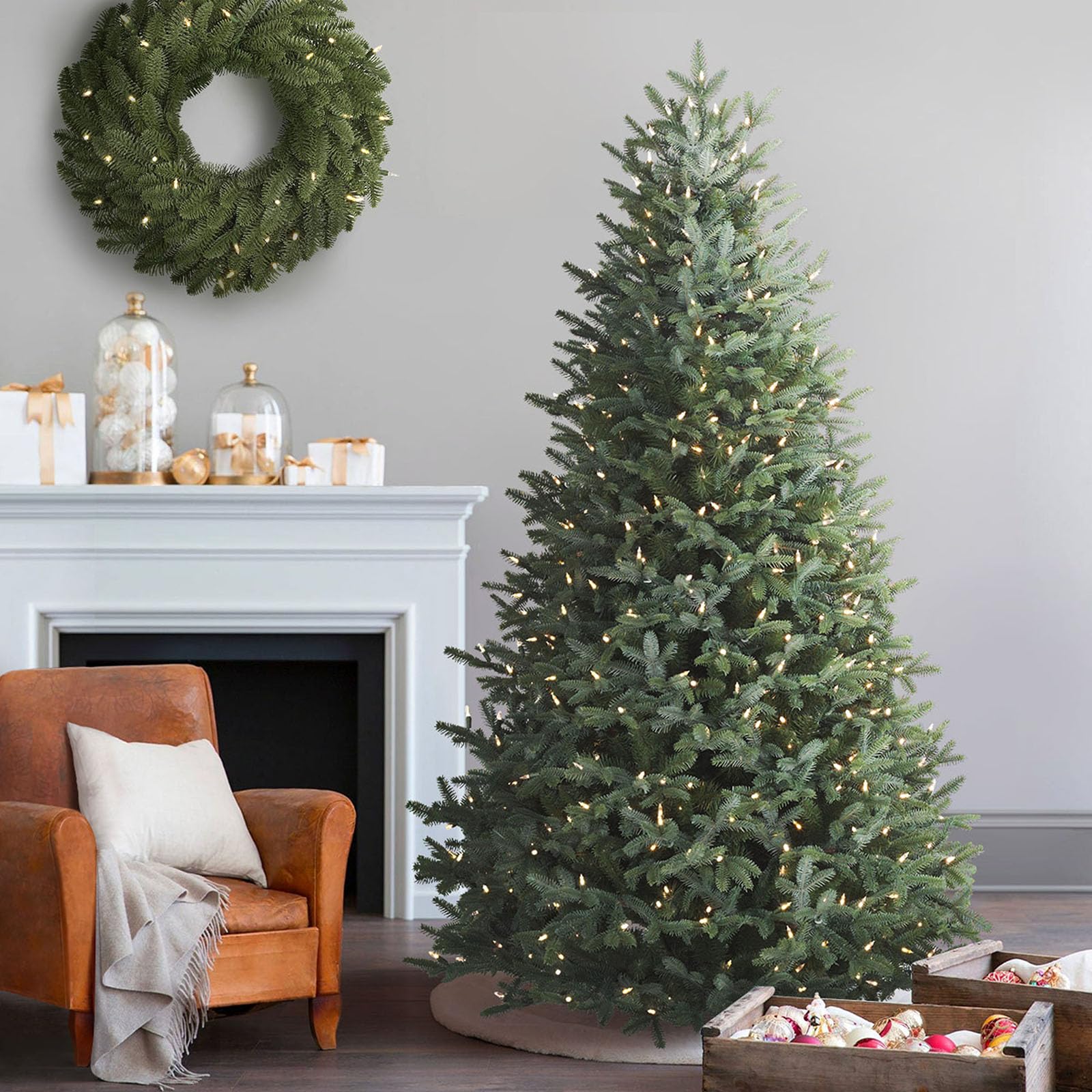 Balsam Hill 5ft Pre-Lit Artificial Christmas Tree - European Silver Fir with Energy-Efficient LED Clear Lights | Perfect for Home, Office & Holiday Decorations