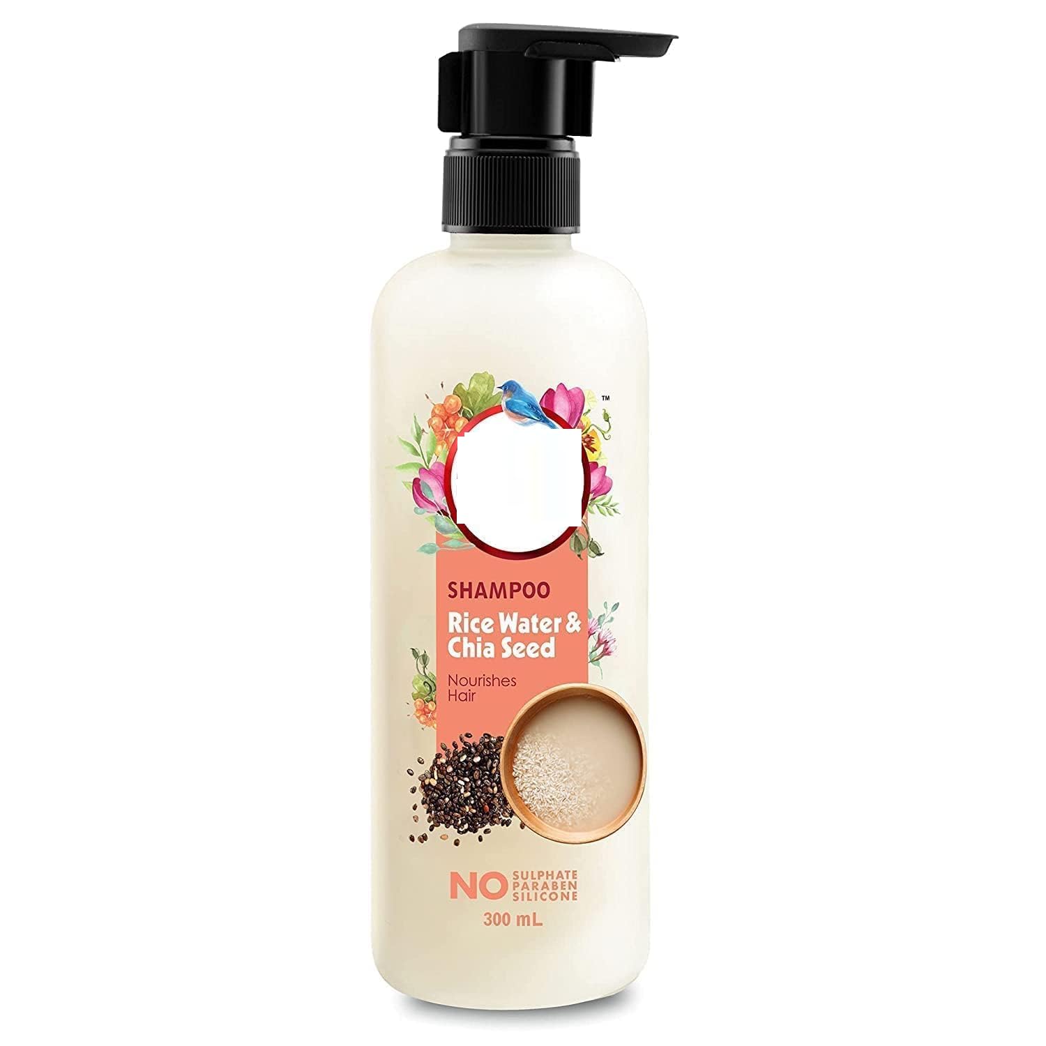 Rice Water & Chia Seed Shampoo for Hair Growth - Sulfate Free, Paraben Free, Silicone Free - Deep Conditioning & Strengthening Treatment - 300ml Bottle - Perfect for Dry, Damaged Hair & Daily Nourishment