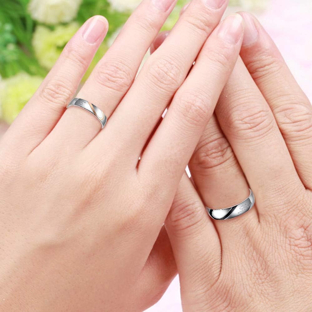 Uloveido Couples Titanium Stainless Steel Wedding Engagement Band Rings - Engravable Matching Love Rings for Him & Her (Y552) | Perfect for Anniversaries, Proposals & Romantic Gifts