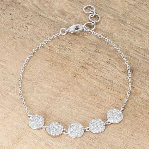 0.8ct CZ Rhodium Plated Pave Disc Bracelet for Women - Elegant Cubic Zirconia Tennis Bracelet for Party, Wedding & Special Occasions