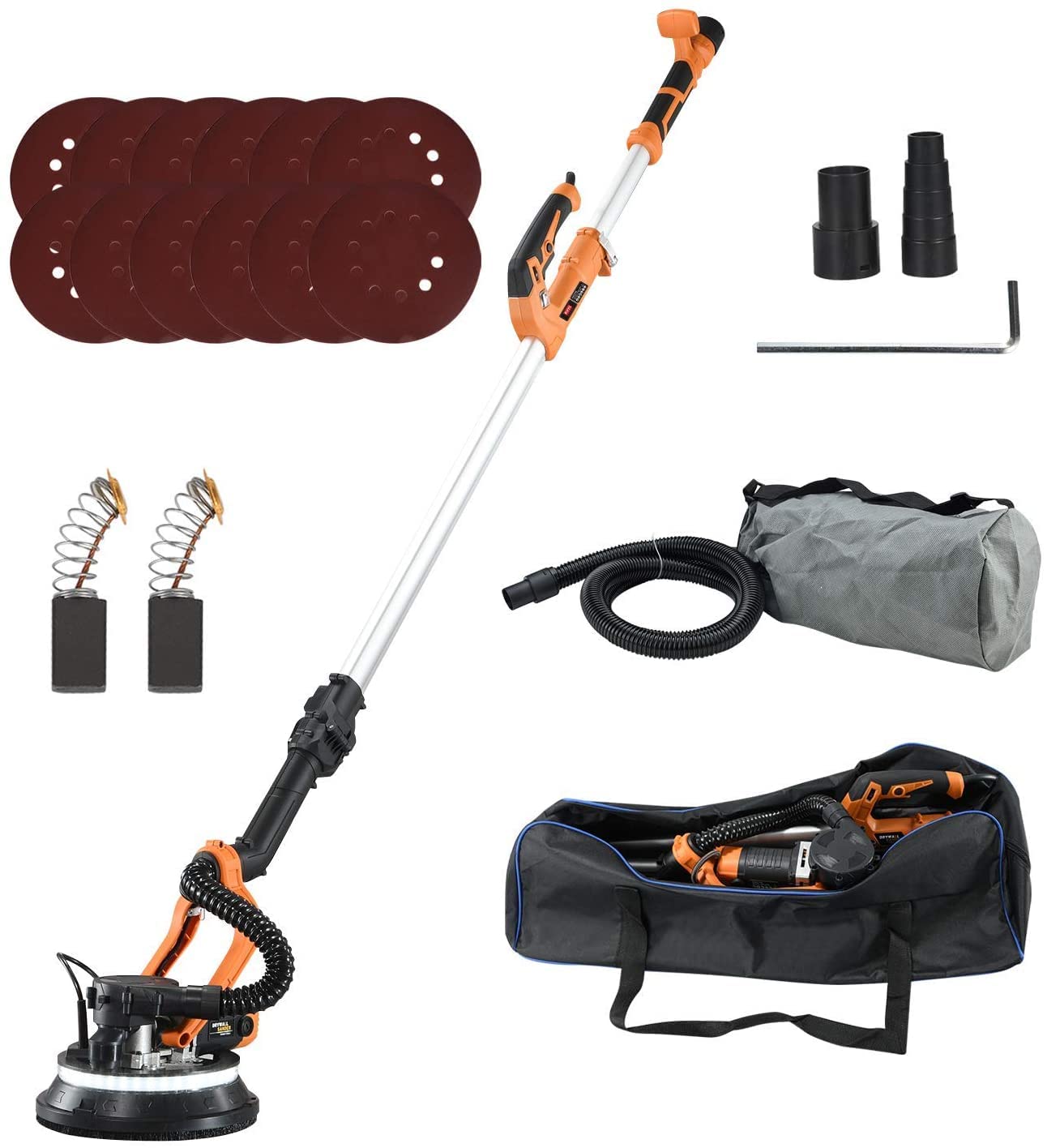 Electric Drywall Sander with Dust Collector Bag & Vacuum Attachment - Lightweight Pole Sander Power Tool for DIY Home Renovation, Wall Smoothing and Ceiling Repair Projects