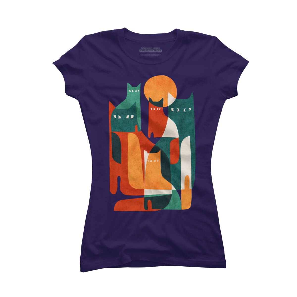 Design By Humans Junior's Cat Print T-Shirt - Cute Graphic Tee for Girls - Perfect for Casual Wear, School, and Cat Lovers