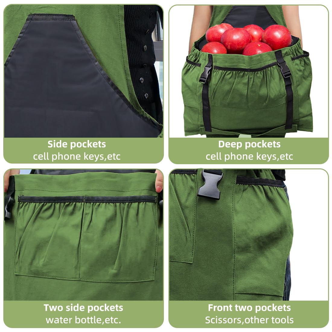 VOPHIA Heavy Duty Canvas Gardening Apron with Quick Release Pockets - Harvesting Pouch for Fruits, Vegetables & Tools - Durable Garden Picking Bag for Women & Men - Perfect for Harvesting, Planting & Outdoor Farm Work