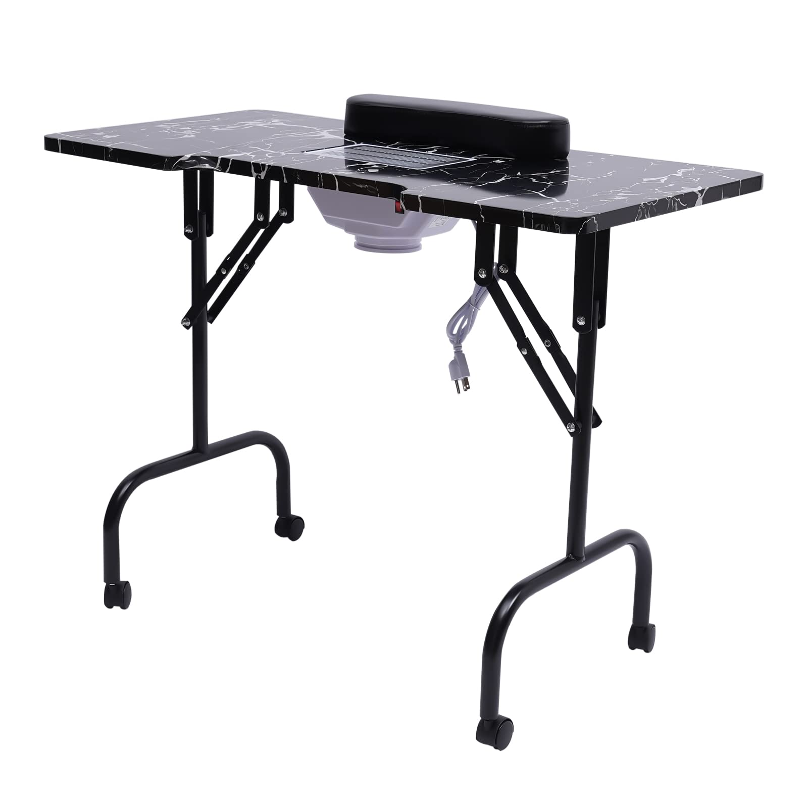 Portable Folding Nail Table with Dust Collector Fan - 35 x 15 x 28 Inch Manicure Pedicure Station for Salon & Home Use - Perfect for Nail Technicians, DIY Manicures & Spa Treatments
