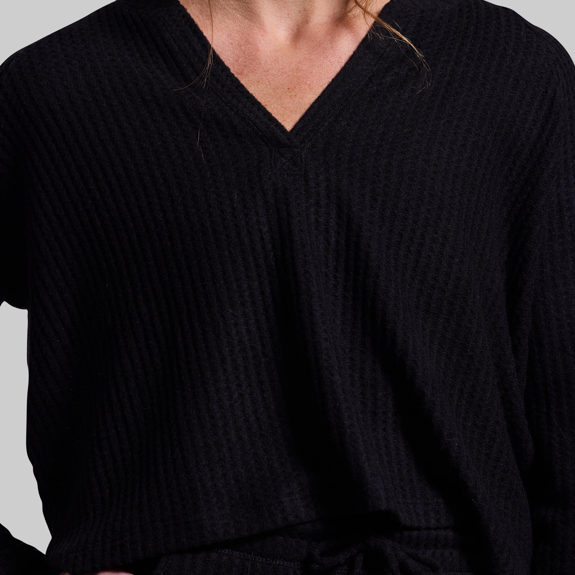 R and R Waffle Long Sleeve Shirt for Men - Soft Thermal Henley Top (Black) - Perfect for Winter Layering, Outdoor Activities & Casual Wear