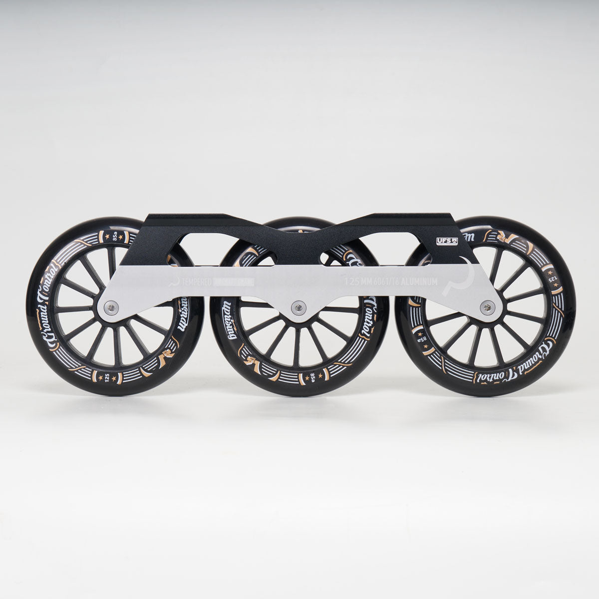 Ground Control Tri Skate UFS Frame V3 125mm Complete - Black/Silver | Aggressive Inline Skating Frames for Urban & Park Skating
