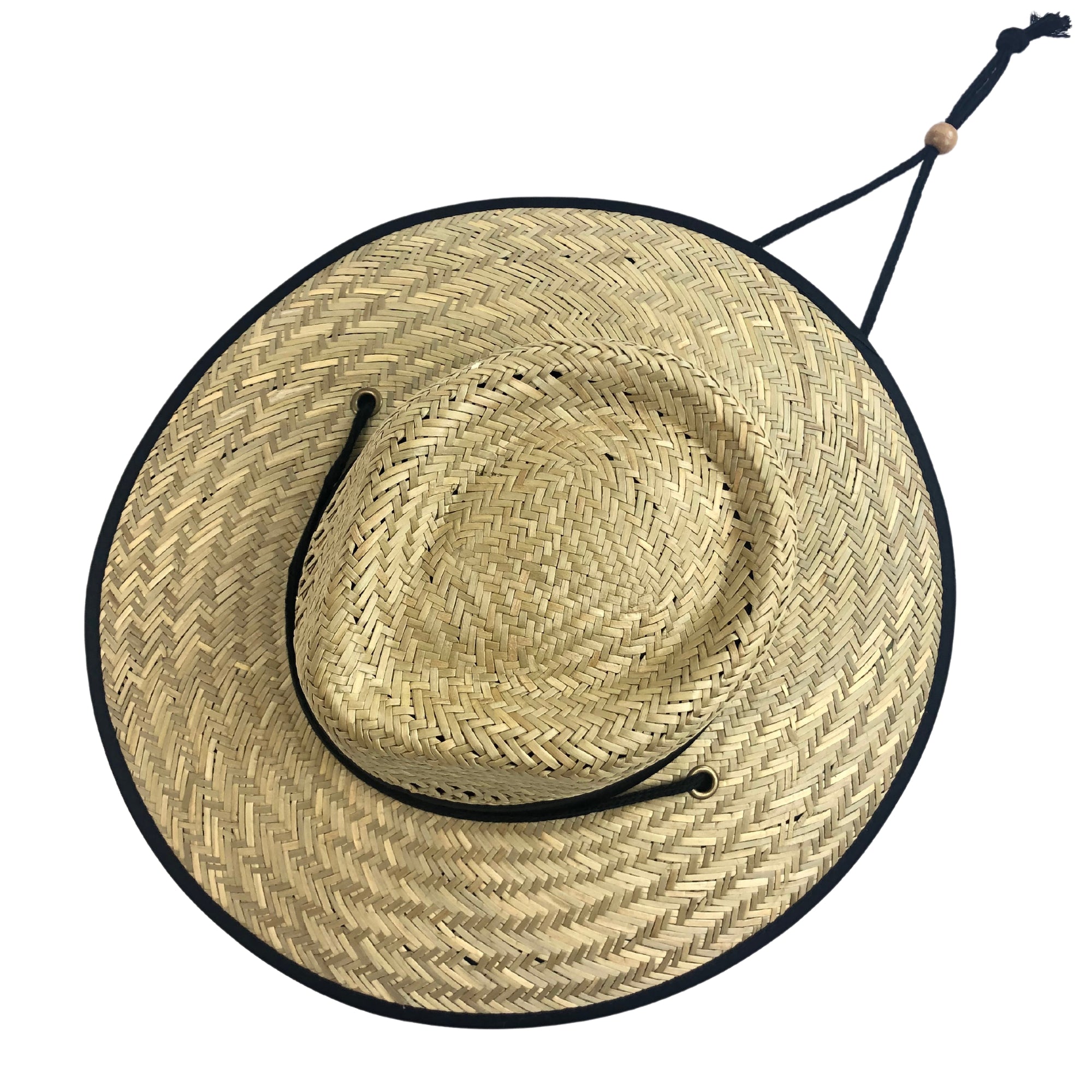 Men's Rush Straw Lifeguard Hat with Adjustable Chin Cord - Sun Protection Beach Hat for Swimming, Surfing & Outdoor Activities