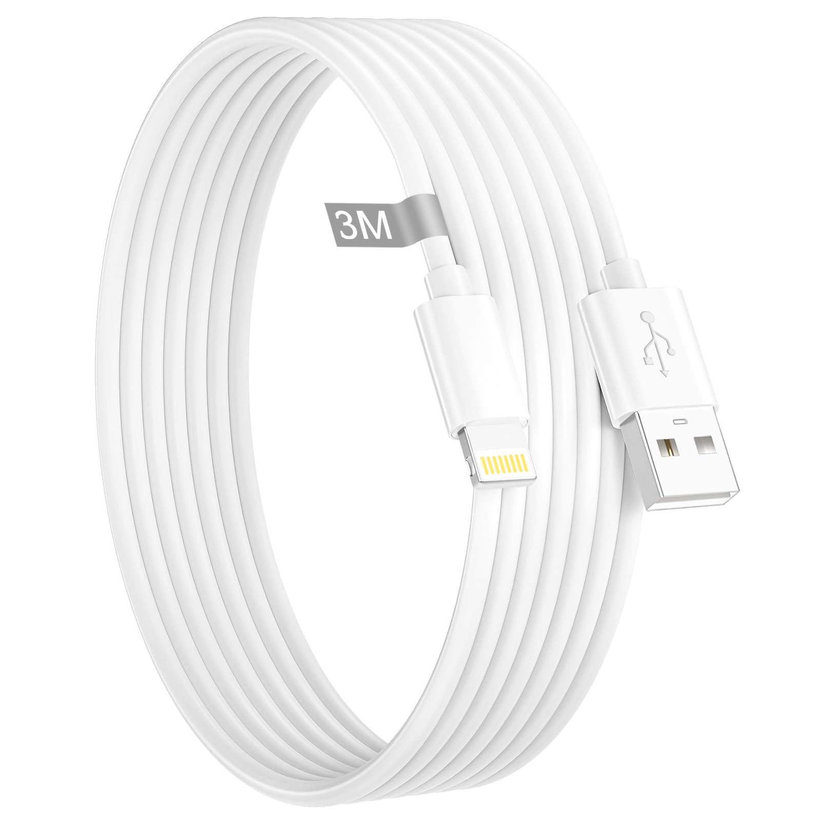 Apple MFi Certified 3M USB to Lightning Cable - Fast Charging iPhone Charger Cord for iPhone 14/13/12/11 Pro Max/XS/7 & iPad - Perfect for Home, Office, and Travel Use
