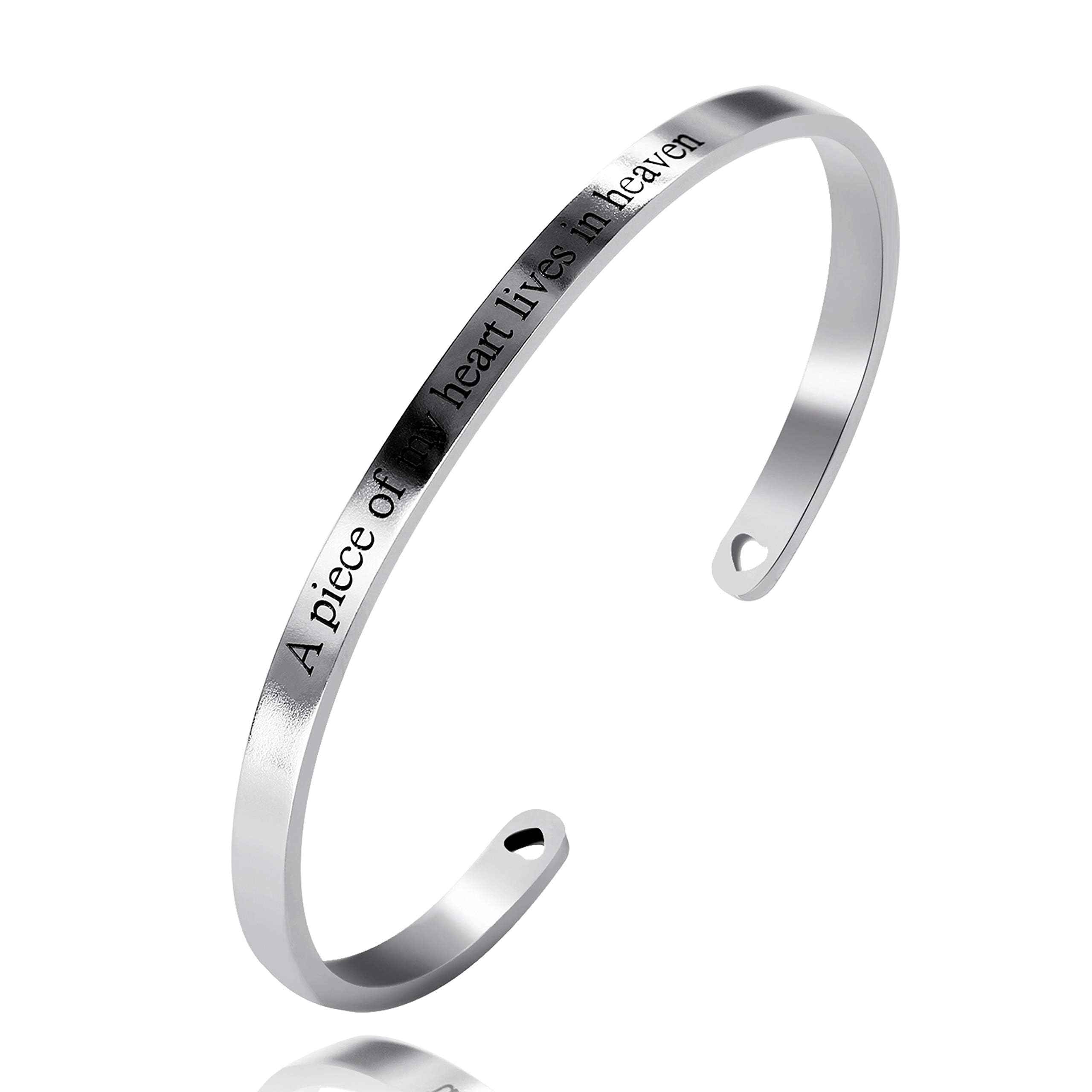 Uloveido Personalized Stainless Steel Motivational Bracelet for Women - Engraved Initial Mantra Cuff Bangle Y460 | Inspirational Jewelry Gift for Her, Daily Wear & Special Occasions