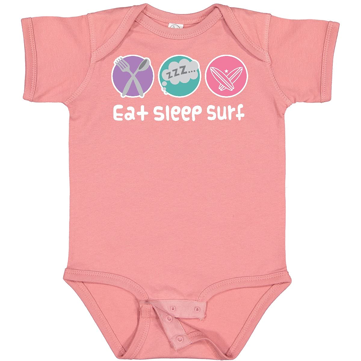 Inktastic Surfing Eat Sleep Surf Baby Bodysuit - Soft Cotton Infant Onesie for Boys & Girls - Perfect Beach Outfit, Surfing Gift, Newborn Photo Shoot