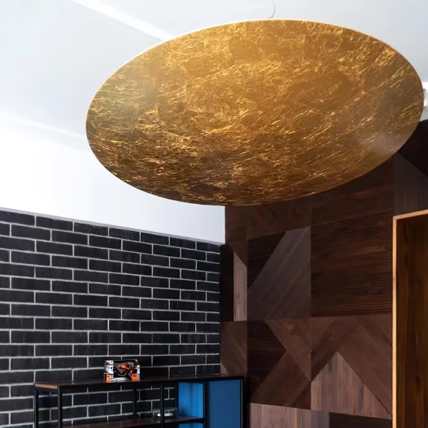 Handmade Gong Pendant Light - Modern Boho Ceiling Lamp with Rattan Shade for Living Room, Bedroom, Dining Room & Office Decor