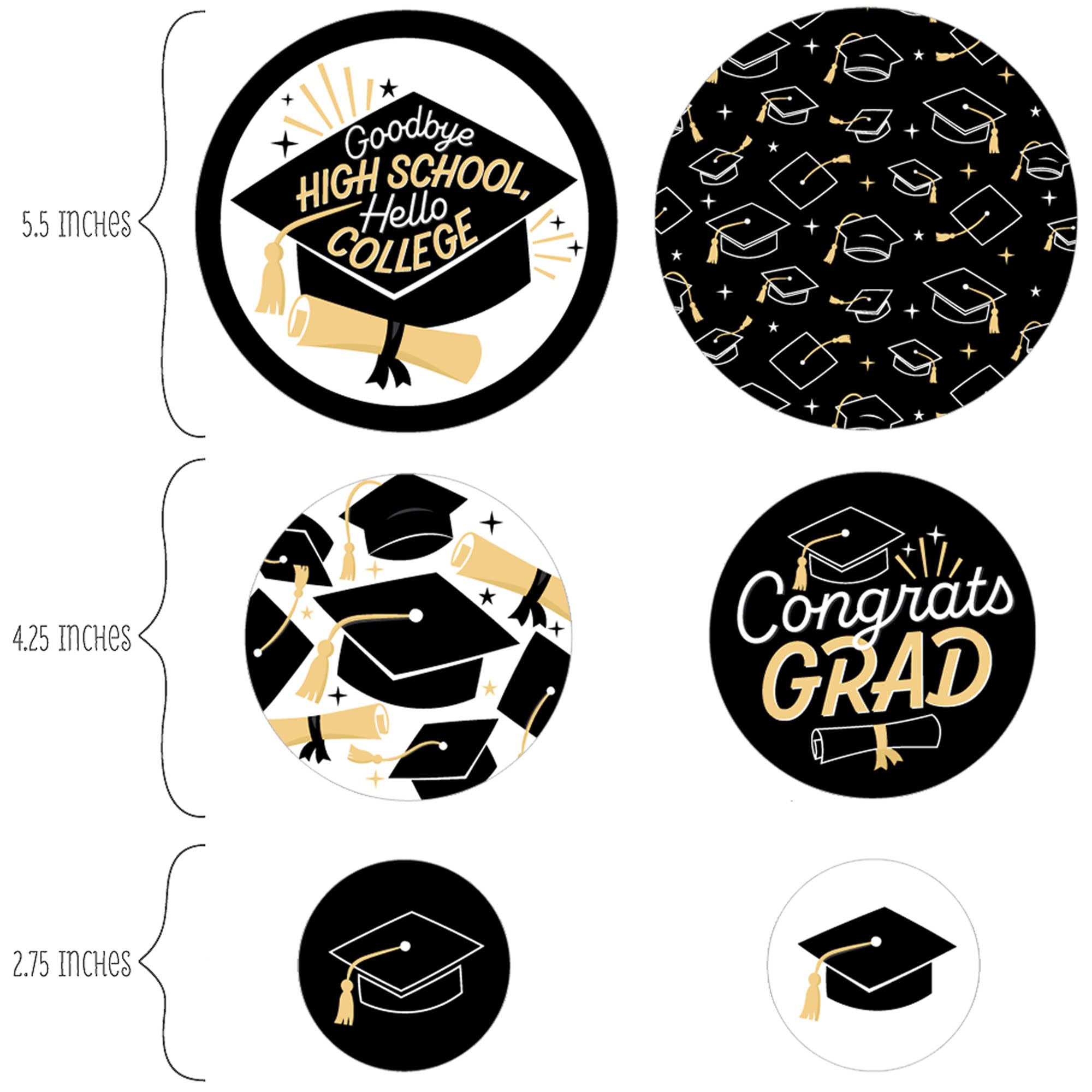 Hello College Graduation Party Giant Circle Confetti - 27-Pack Large Confetti Dots for Graduation Decorations, Photo Backdrops & Celebration Events