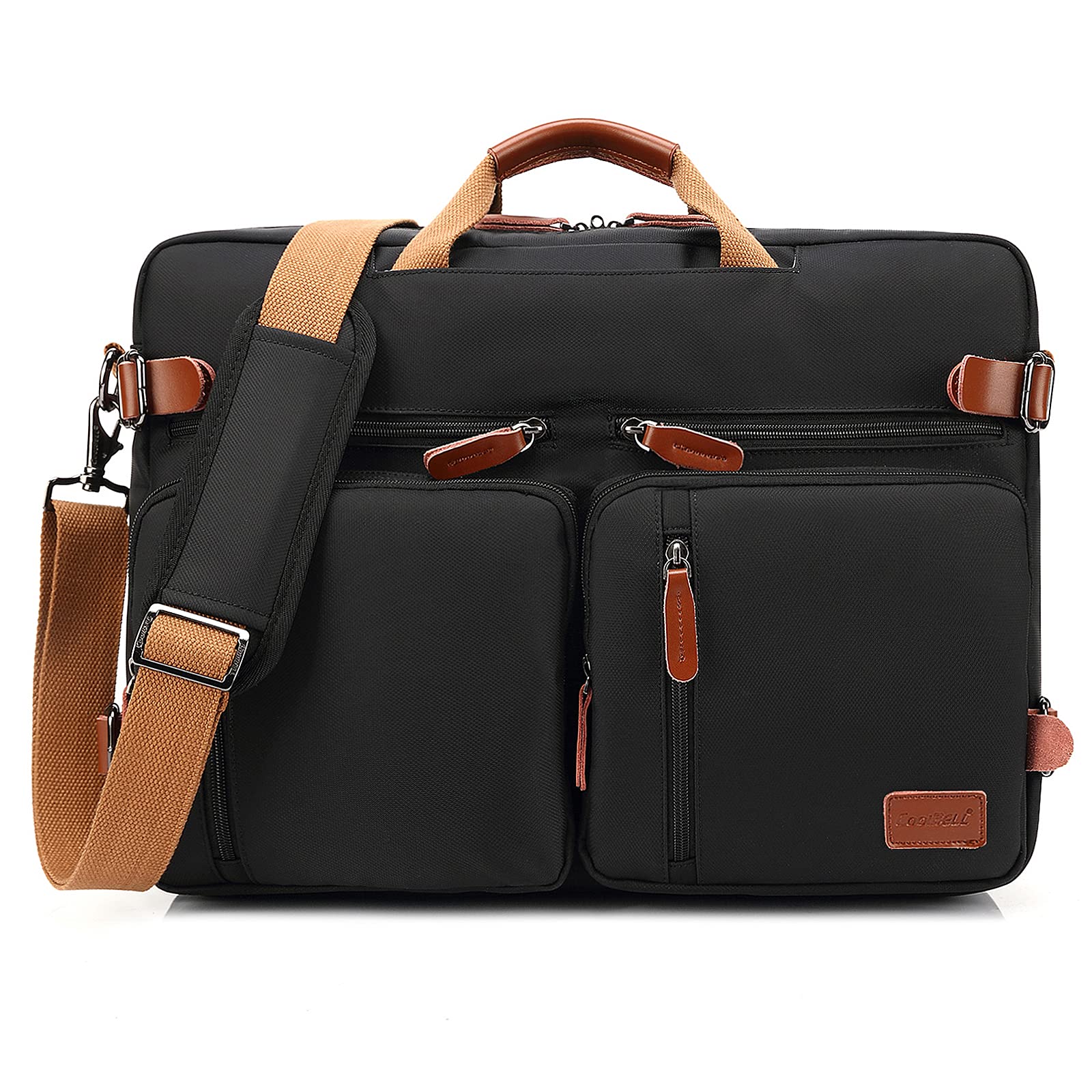 CoolBELL Convertible Backpack Messenger Bag - Multi-Functional Laptop Shoulder Bag for Men & Women, Fits 17.3 Inch Laptop, Business Briefcase & Travel Rucksack (Black) - Perfect for Office, School, Commuting & Business Trips