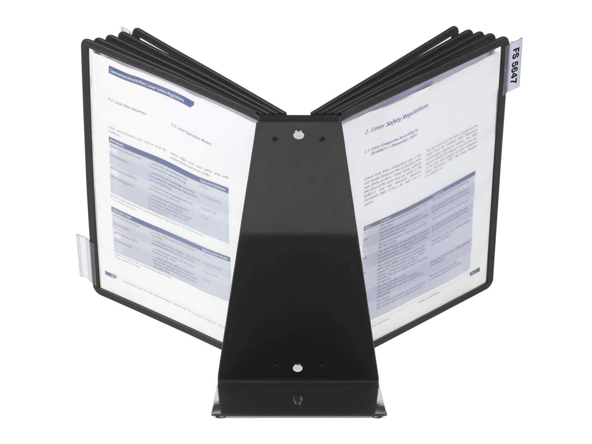 Durable Vario Table 10 557001 A4 Catalog Display Stand - 10 Adjustable Tabletop Panels for Retail Stores, Black | Perfect for Product Showcase, Trade Shows & Office Presentations