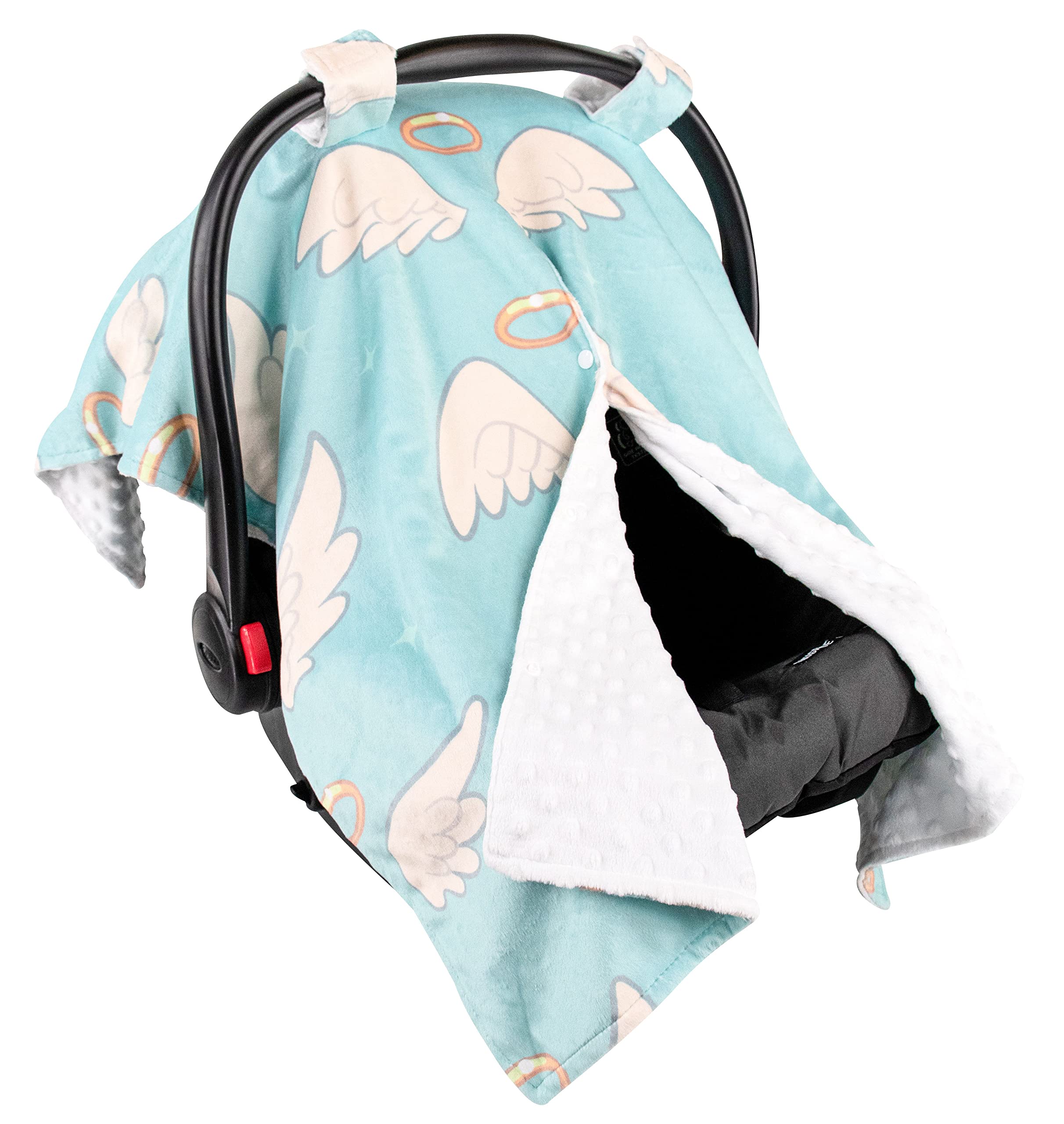 Premium Baby Car Seat Cover - Soft Minky Fabric, Angel Wings Design, 40