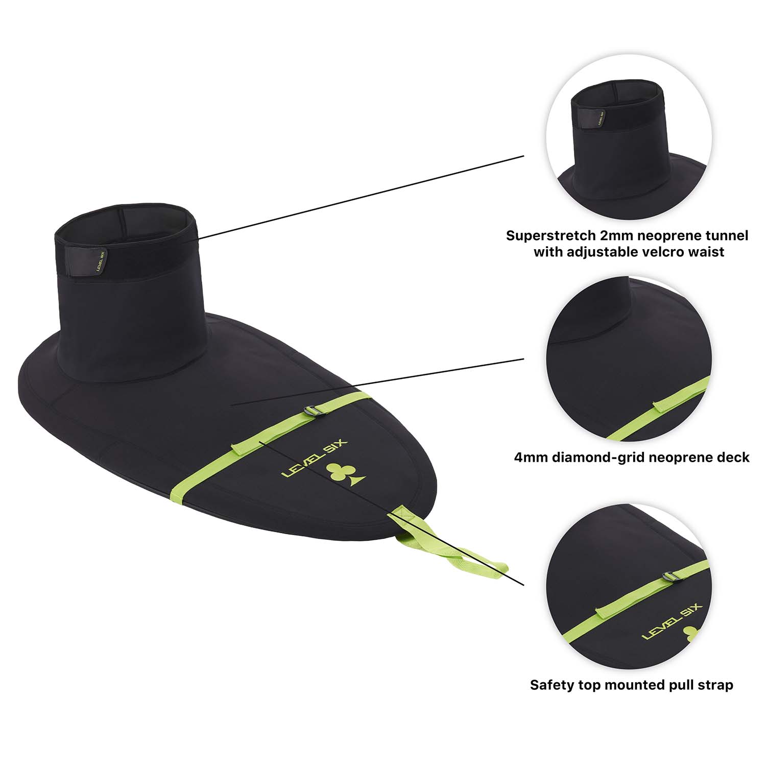 Level Six Club Bungee Whitewater Kayak Spray Skirt - Premium Neoprene Kayaking Gear for Paddling Enthusiasts - Perfect for Whitewater Rafting, Kayaking & Water Sports Adventures