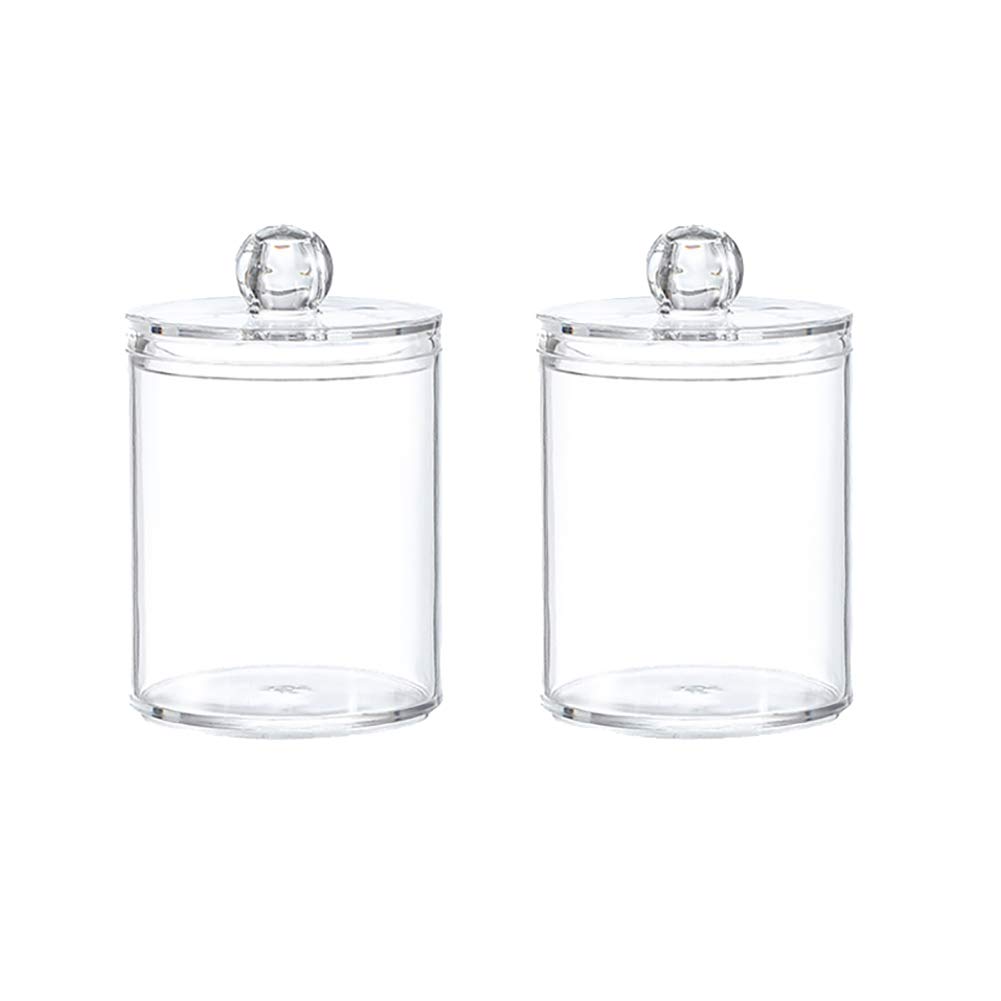 Clear Plastic Canister Organizer for Cotton Swabs - Bathroom Storage