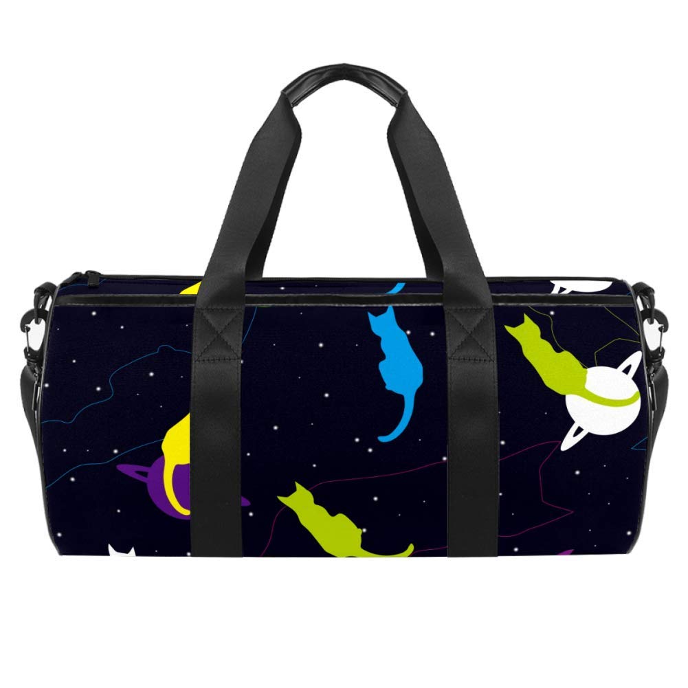 Stylish AISSO Duffel Bag for Women & Men - Space Cats, Planets & Stars Design - Gym, Sports, Travel & Weekend Tote - Perfect for Workouts, Overnight Trips & Outdoor Adventures