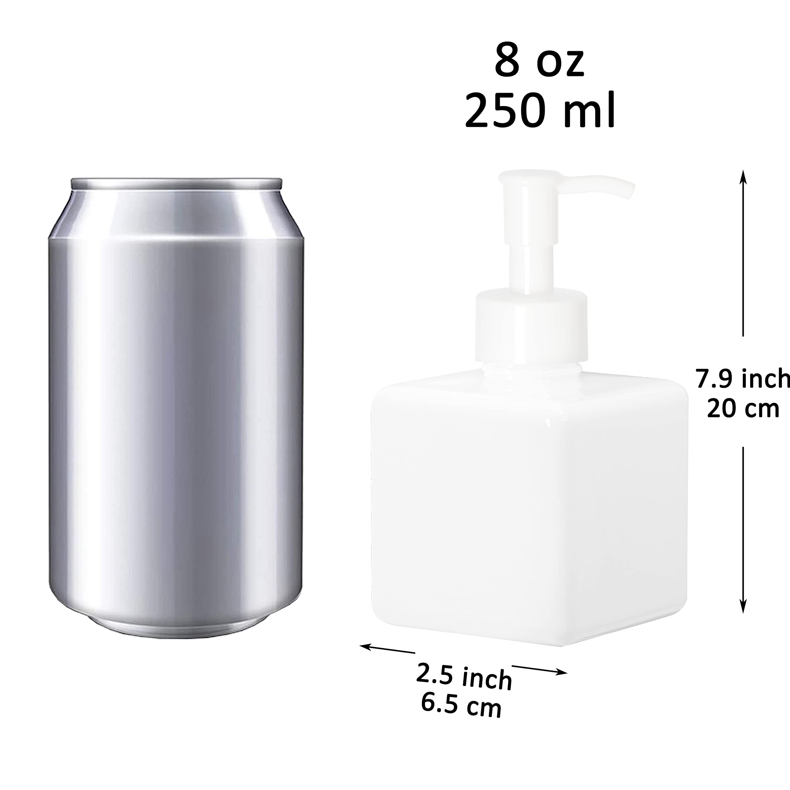 Youngever 5 Pack 8oz White Plastic Pump Bottles with Travel Lock - Refillable Cosmetic Containers for Lotion, Shampoo, Soap | Travel, Home & Salon Use