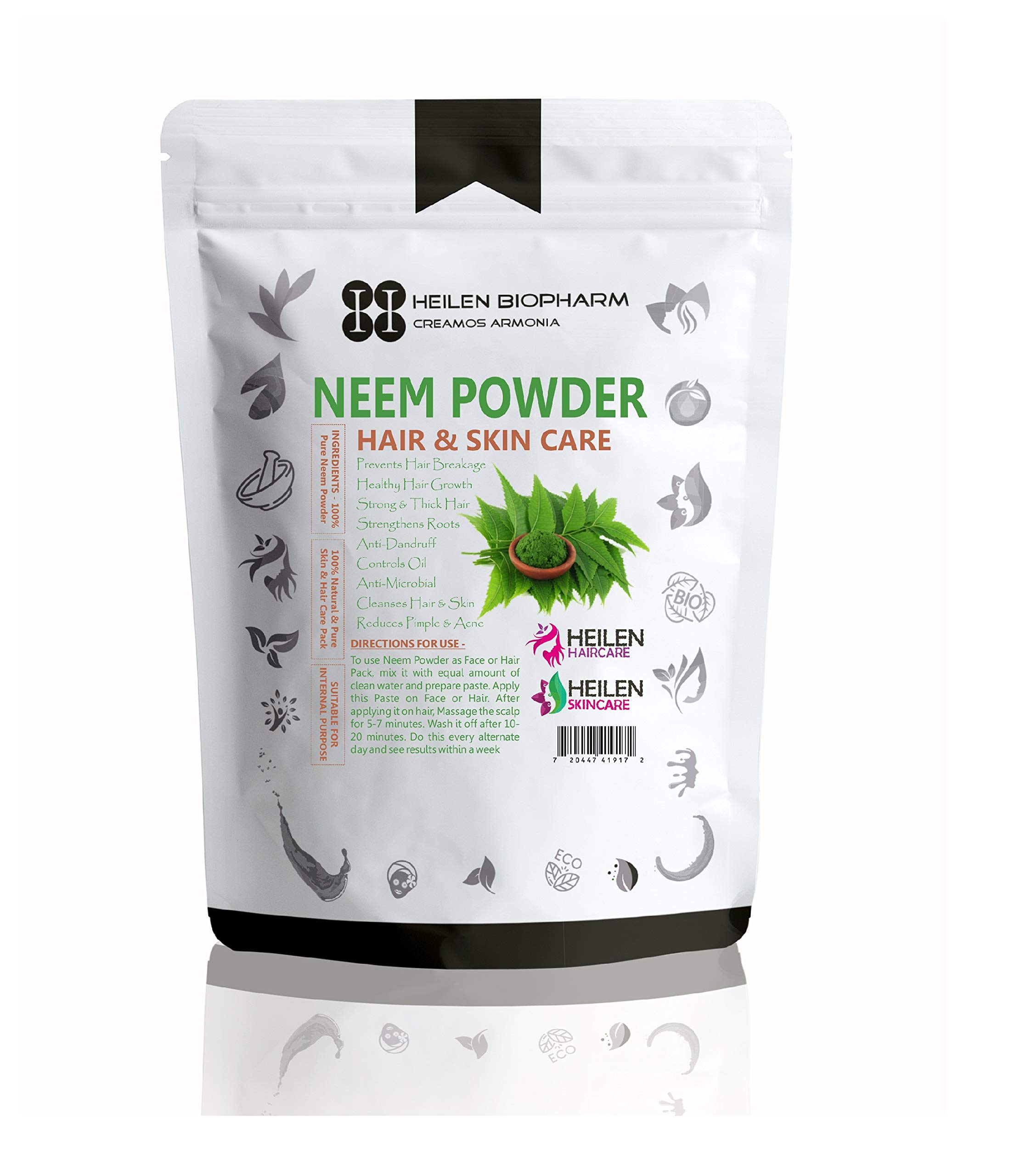 Organic Neem Powder (Azadirachta indica) for Skin & Hair Care - 200g Pure Natural Face Mask & Scalp Treatment | Acne, Dandruff Relief | DIY Beauty & Ayurvedic Remedies for Healthy Skin & Hair