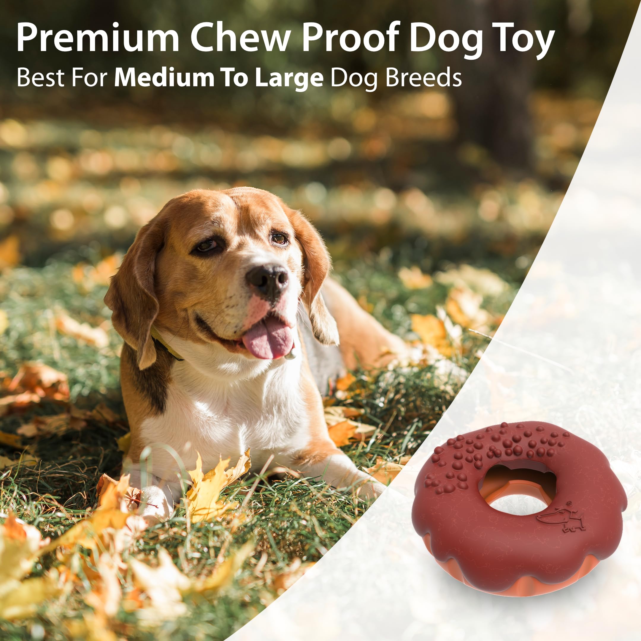 Ultra-Durable Donut-Shaped Dog Chew Toys for Aggressive Chewers - Indestructible Tough Chew Toys for Large Dogs - 2-in-1 Treat Dispenser & Chew Toy (Brown) - Perfect for Playtime, Training & Dental Health