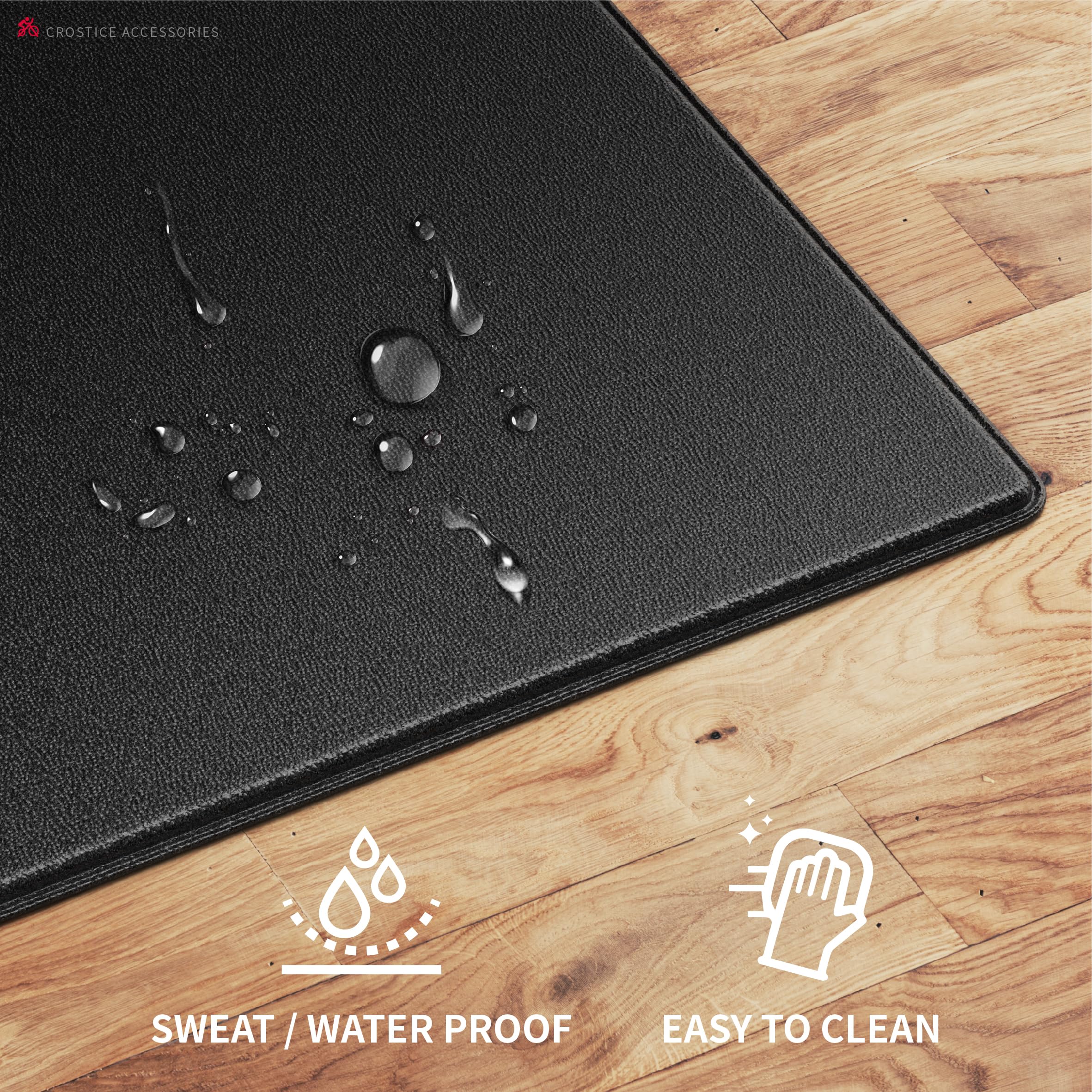 **Crostice Bike Trainer Mat - 6mm Thick Non-Slip Floor Protection Mat for Peloton Bike, Treadmill & Rowing Machine - Indoor Exercise Equipment Accessory for Hardwood Floors & Carpets - Perfect for Home Gym & Cardio Workouts**