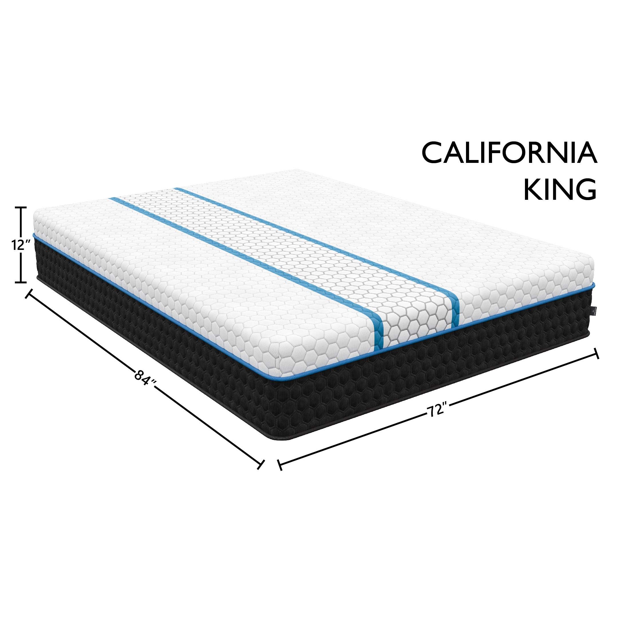 EquaLite Plus 12-inch Copper Cooled Hybrid Mattress - Medium Firmness, California King Size - Pressure Relief & Temperature Regulation for Restful Sleep
