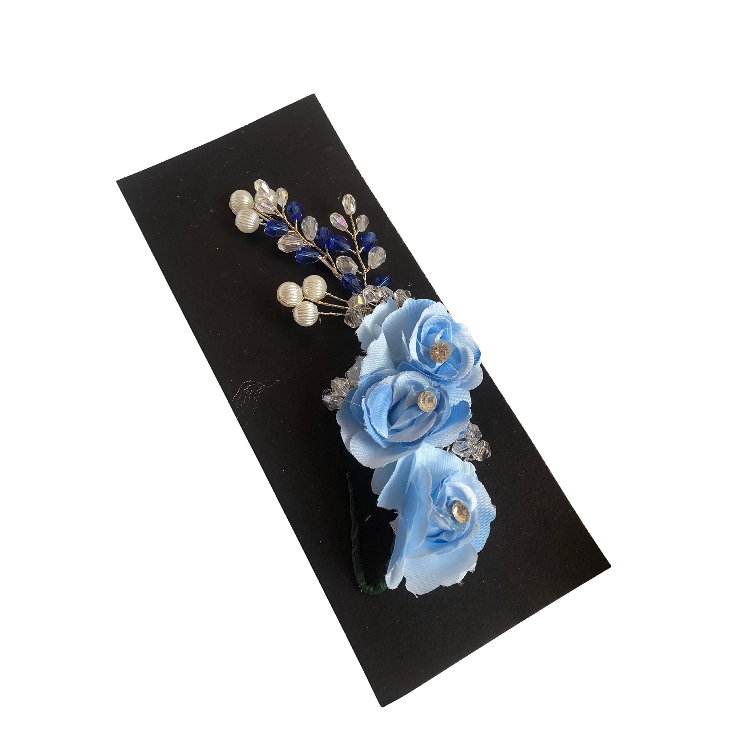 Elegant Sarpa Blue Wedding Hair Accessories - Floral Hair Clips for Brides, Bridesmaids & Special Occasions