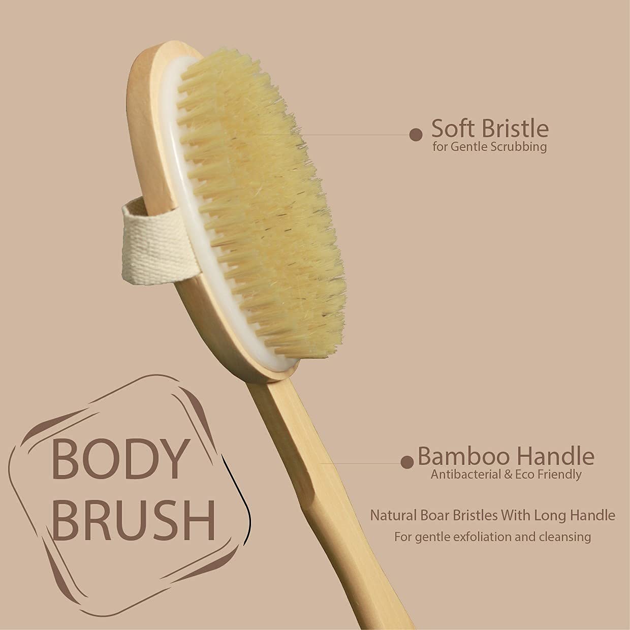RED SQUARE 2-in-1 Dry Skin Body Brush with 11 Inch Removable Wooden Handle - Exfoliate & Massage for Smooth Skin - Perfect for Shower, Spa & Dry Brushing Therapy