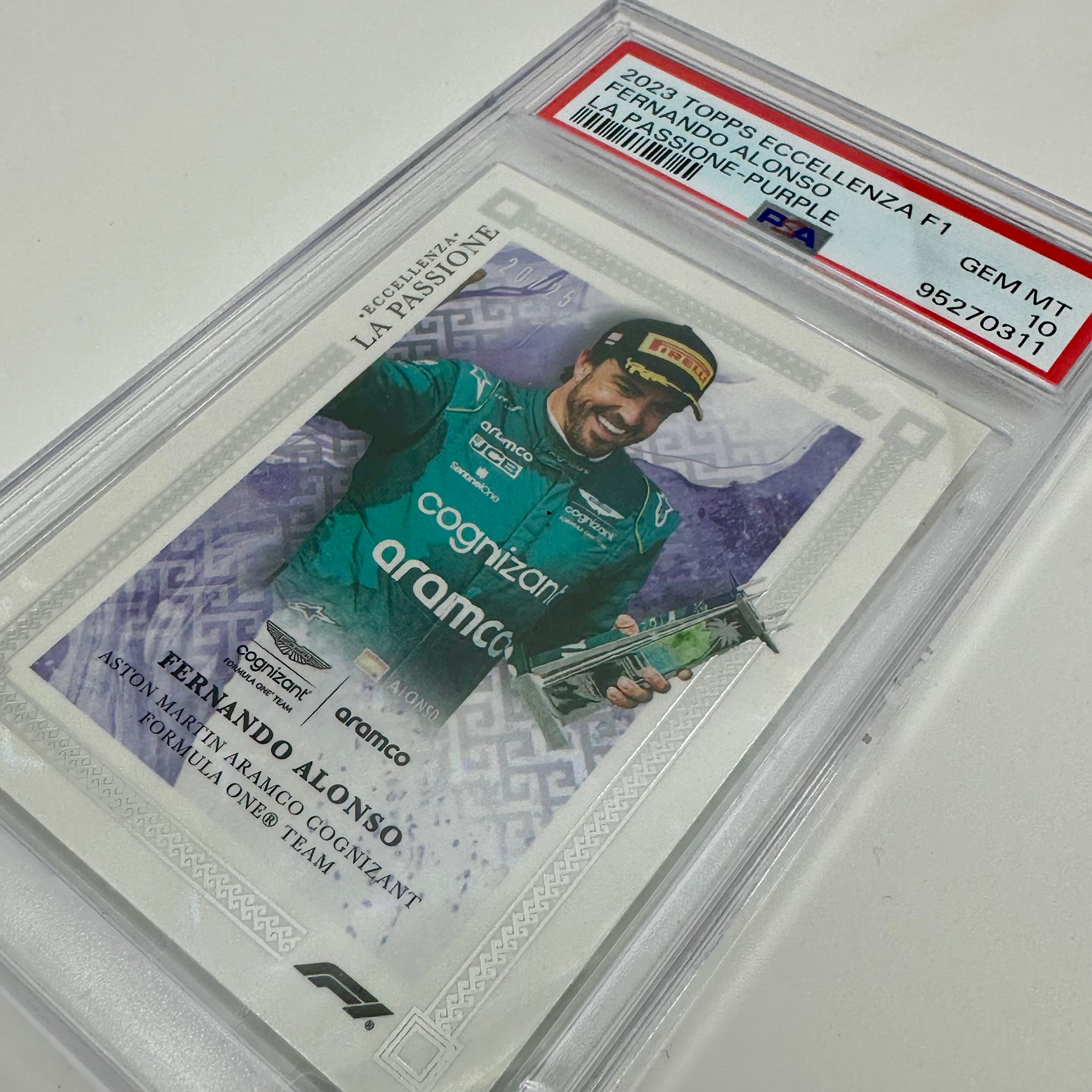 2023 Eccellenza La Passione PSA 10 Fernando Alonso Purple 20/25 - Rare Trading Card for Collectors & F1 Fans, Perfect for Display & Investment