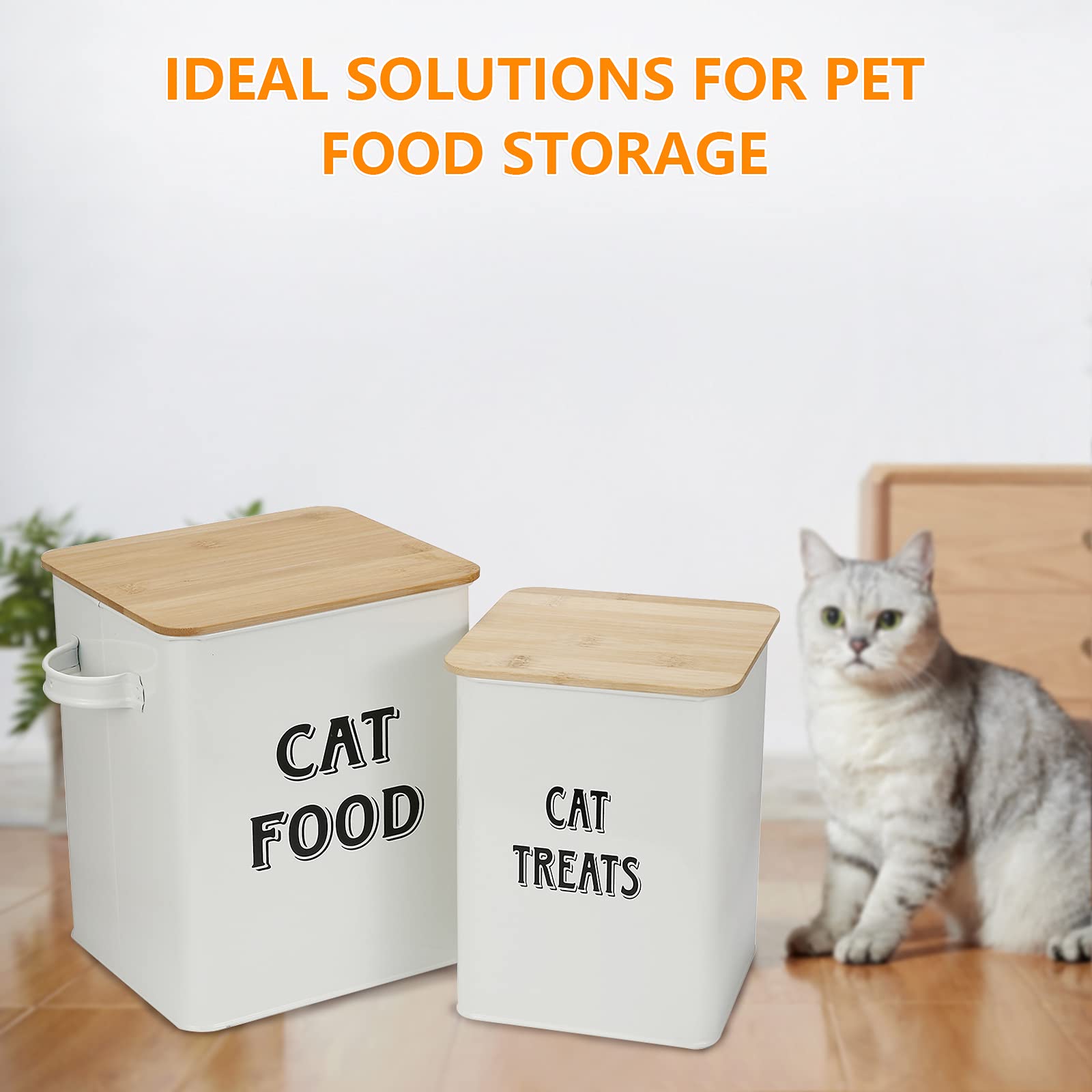 Premium Cat Food Storage Container with Lid & Scoop - Airtight Farmhouse Pet Food Bin for Dry & Wet Treats, Durable Kitchen Countertop & Shelf Organizer - Ideal Gift for Cat Owners - Perfect for Home, Travel & Outdoor Use