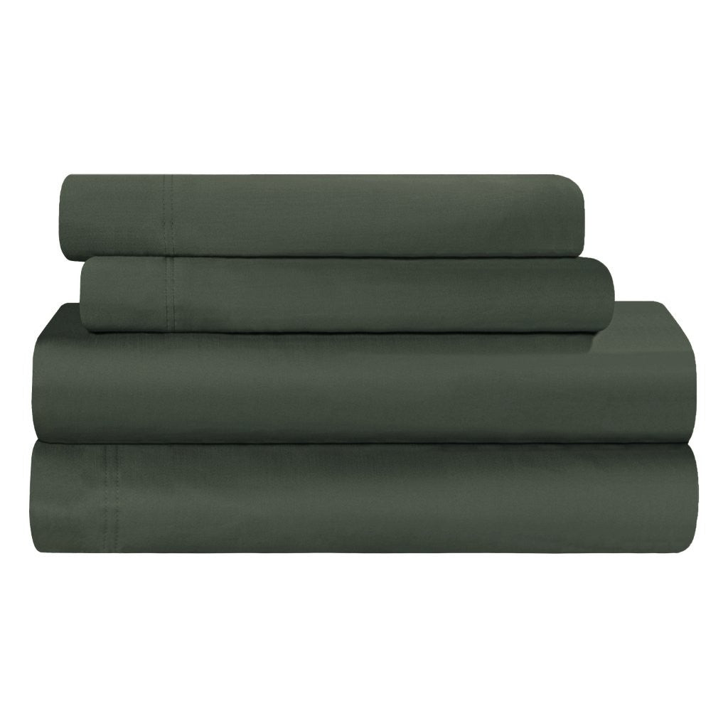 300 Thread Count Rayon From Bamboo Solid Deep Pocket Sheet Set - Ultra Soft & Breathable Bed Sheets for Queen Size Mattress - Perfect for All-Season Comfort & Luxury Bedroom Decor