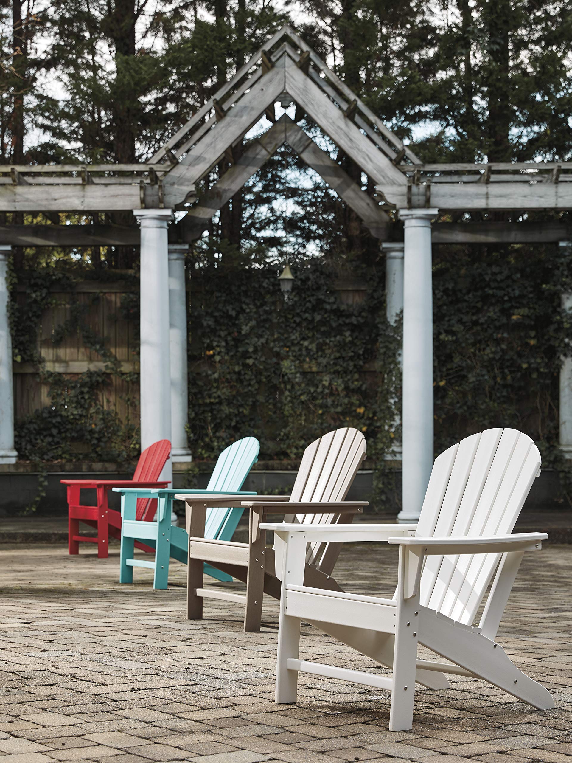 Signature Design by Ashley Sundown Treasure Outdoor Patio HDPE Weather-Resistant Adirondack Chair in Red - Perfect for Backyard, Garden & Poolside Relaxation