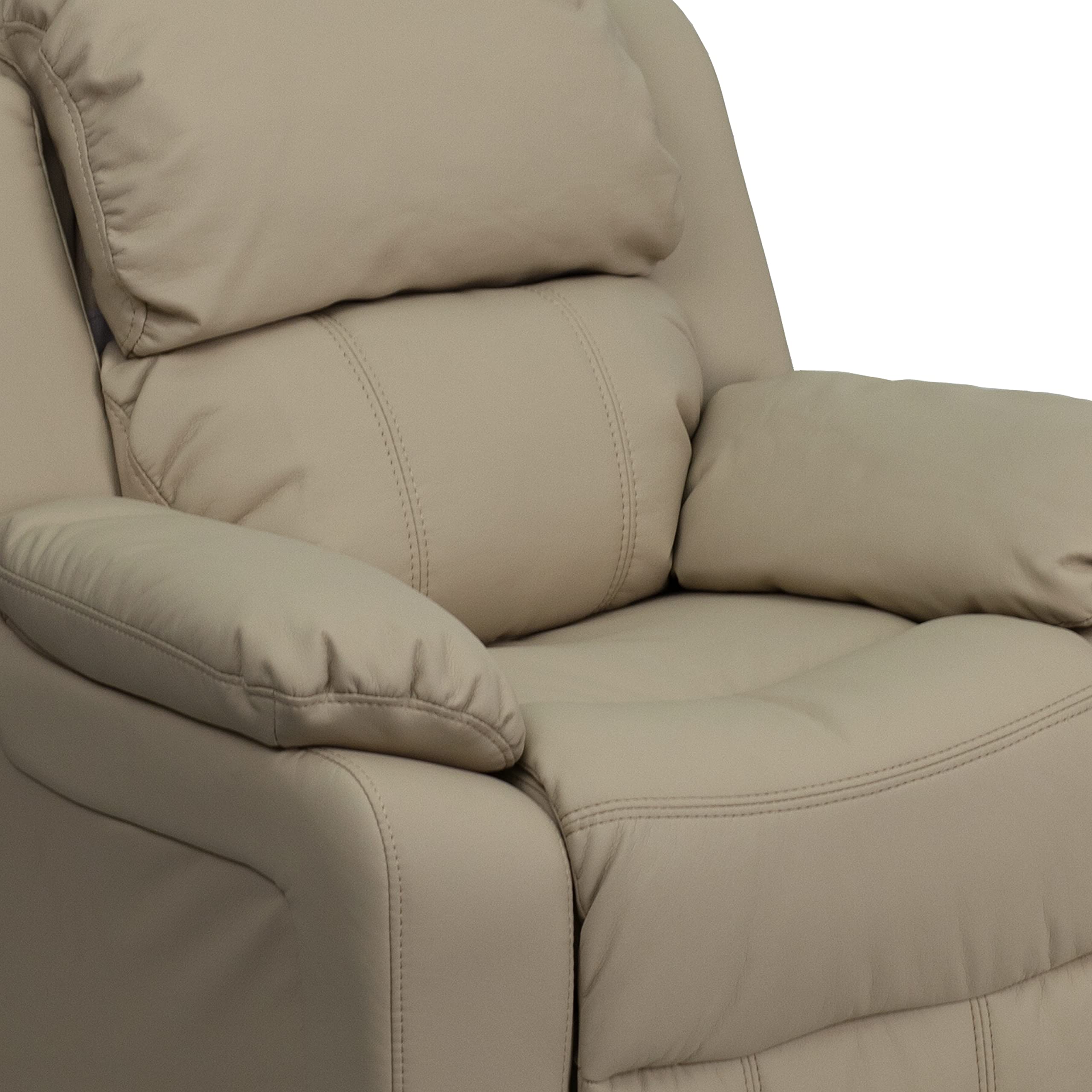Flash Furniture Charlie Vinyl Kids Recliner with Flip-Up Storage Arms & Safety Recline - Contemporary Reclining Chair for Children (Supports 90 lbs, Beige) - Perfect for Playrooms, Bedrooms & Movie Nights