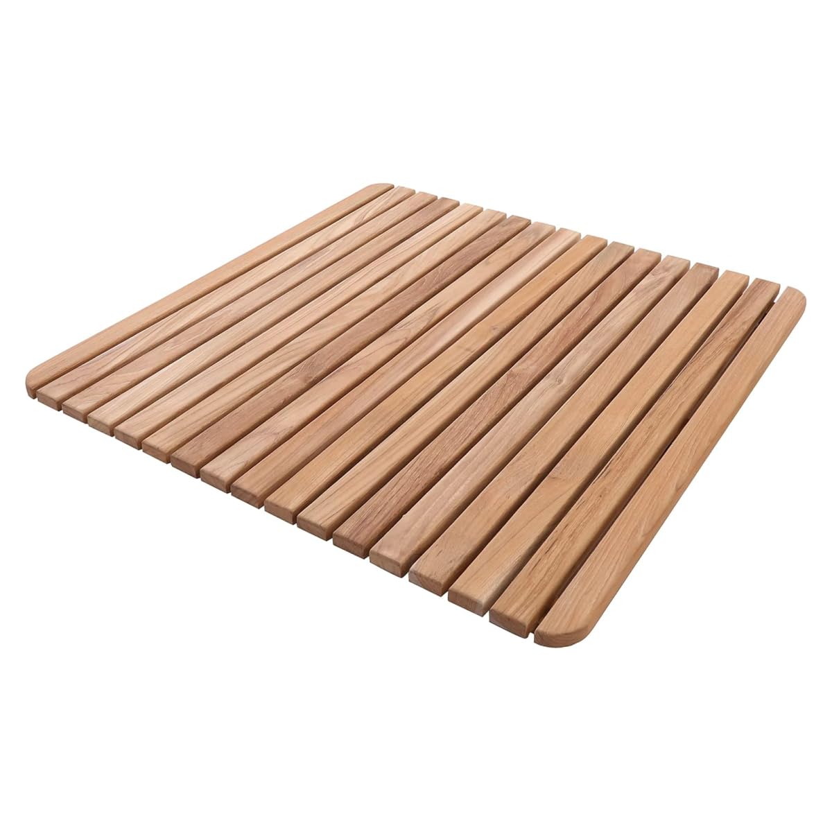 Premium Teak Shower Mat - Non-Slip Wooden Bath Mat for Spa, Sauna, Pool & Hot Tub - Waterproof Indoor/Outdoor Flooring Decor - 24x24 Inch Natural Finish - Perfect for Bathroom, Deck & Patio Use
