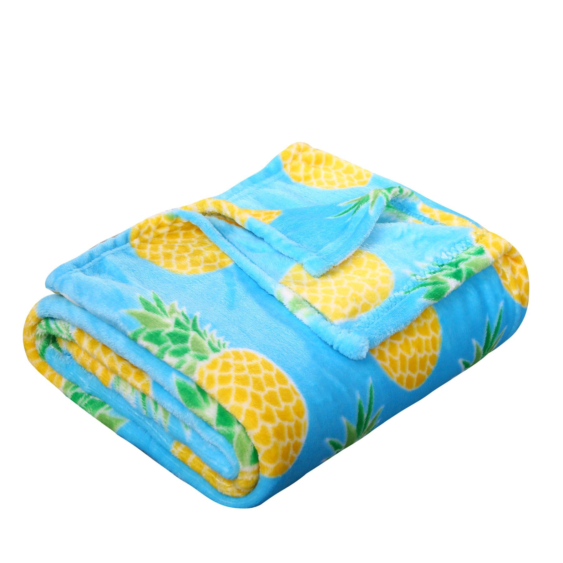Soft Tropical Plush Throw Blanket for Couch, Bed & Sofa - Cozy Flannel Fleece Home Decor for Winter, Living Room & Travel