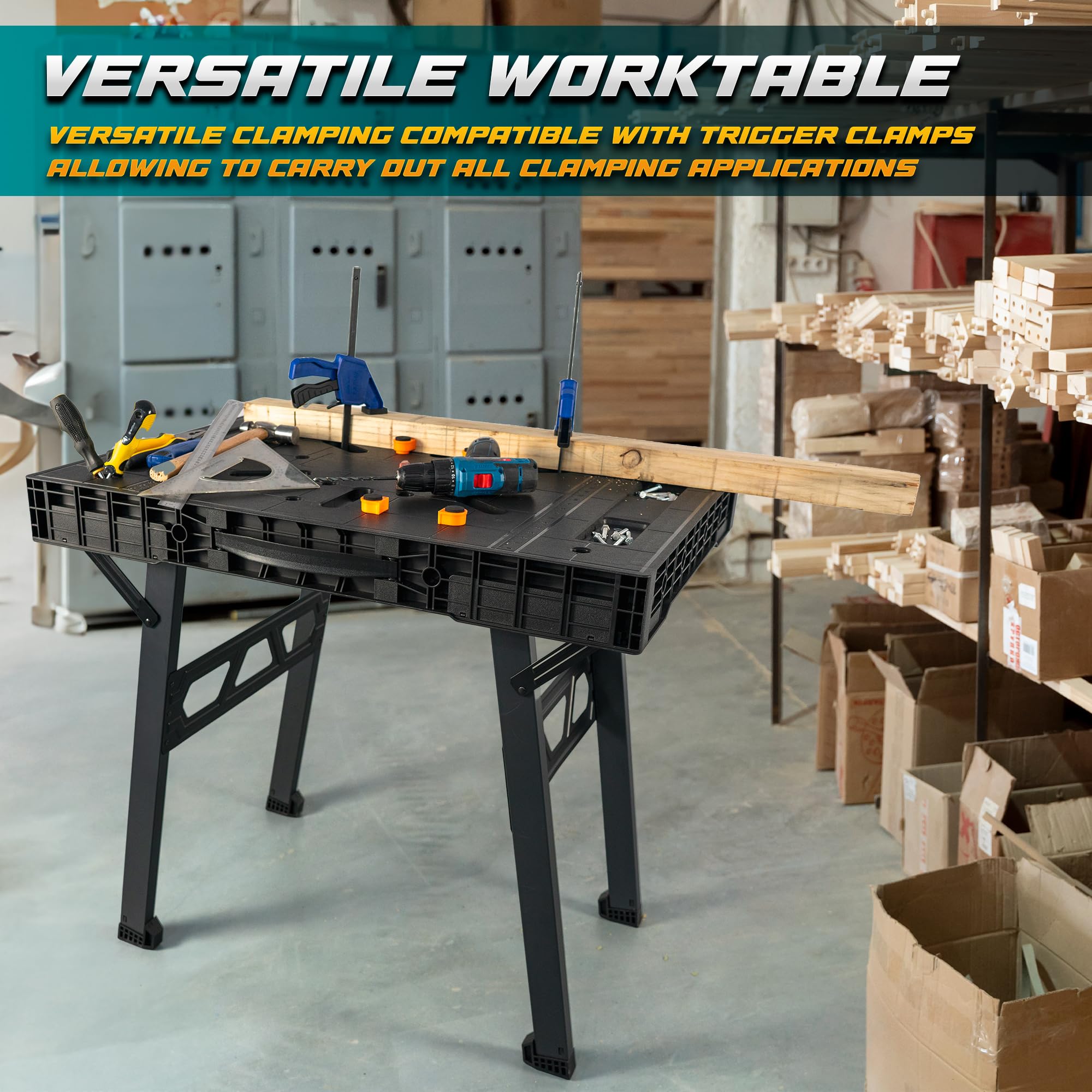 2-in-1 Portable Folding Work Table & Workbench - 34