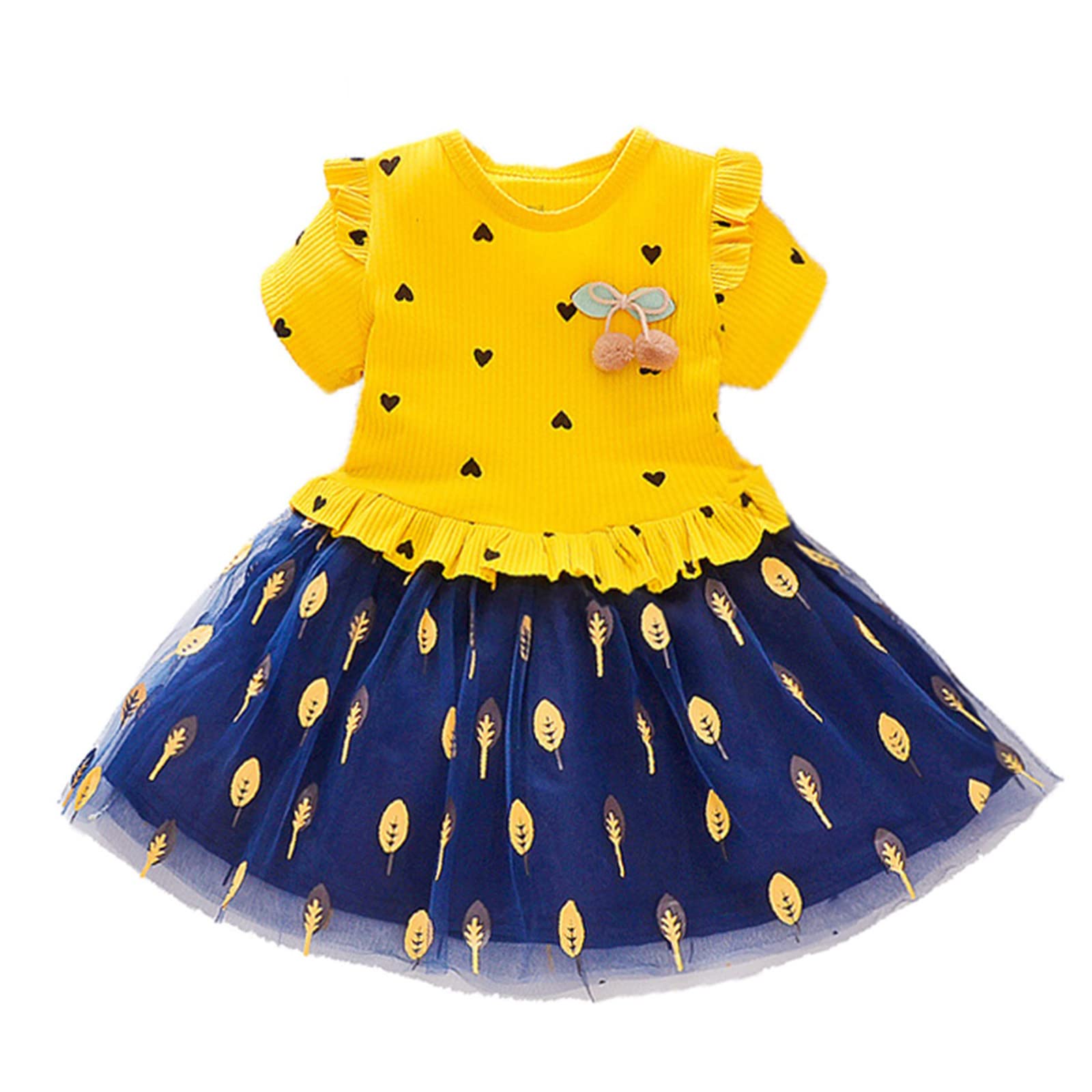 Baby Girls Summer Dress - Floral Short Sleeve Tulle Ball Gown Princess Dress for Toddlers | Perfect for Birthday Parties, Photo Shoots & Special Occasions