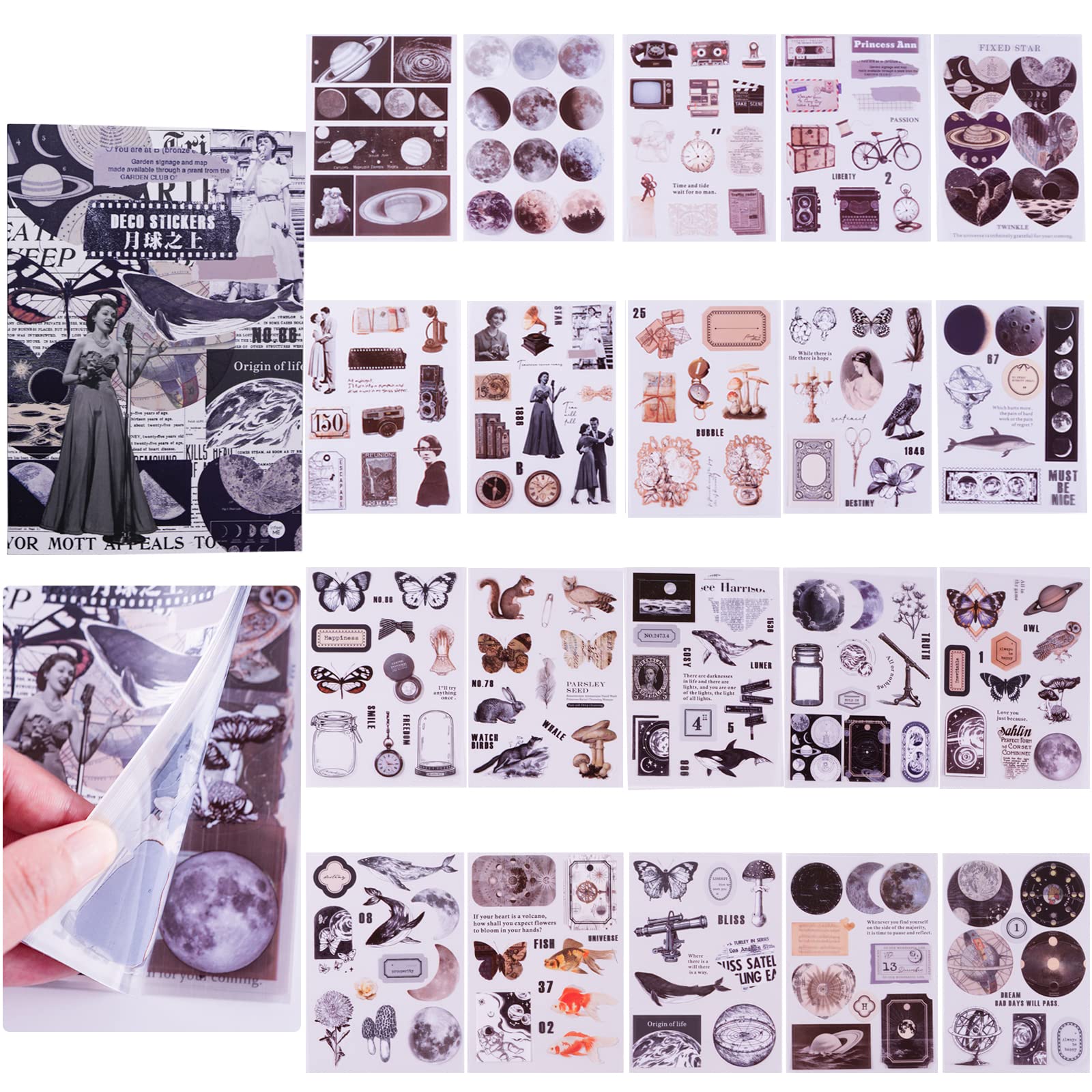 Cute Animal & Flower Aesthetic Sticker Set - 20 Sheets for Scrapbooking, Journaling, DIY Crafts - Fun Decorative Stickers for Planners, Bullet Journals, and Gift Wrapping