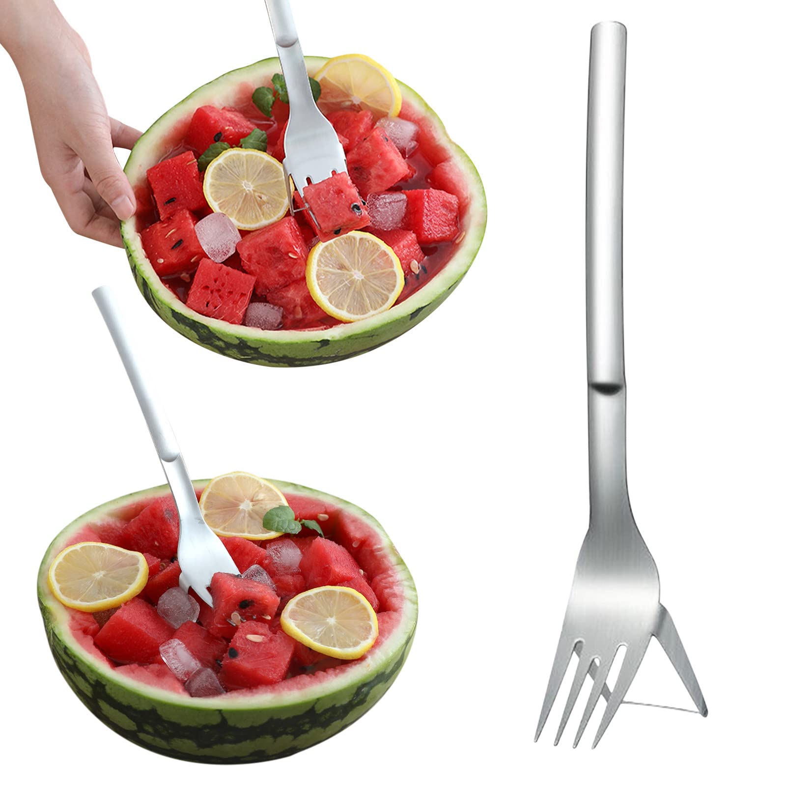 2-in-1 Stainless Steel Watermelon Slicer & Fork - Multi-Purpose Fruit Cutting Tool for Home, Parties & Camping | Perfect for Summer BBQs, Picnics & Family Gatherings