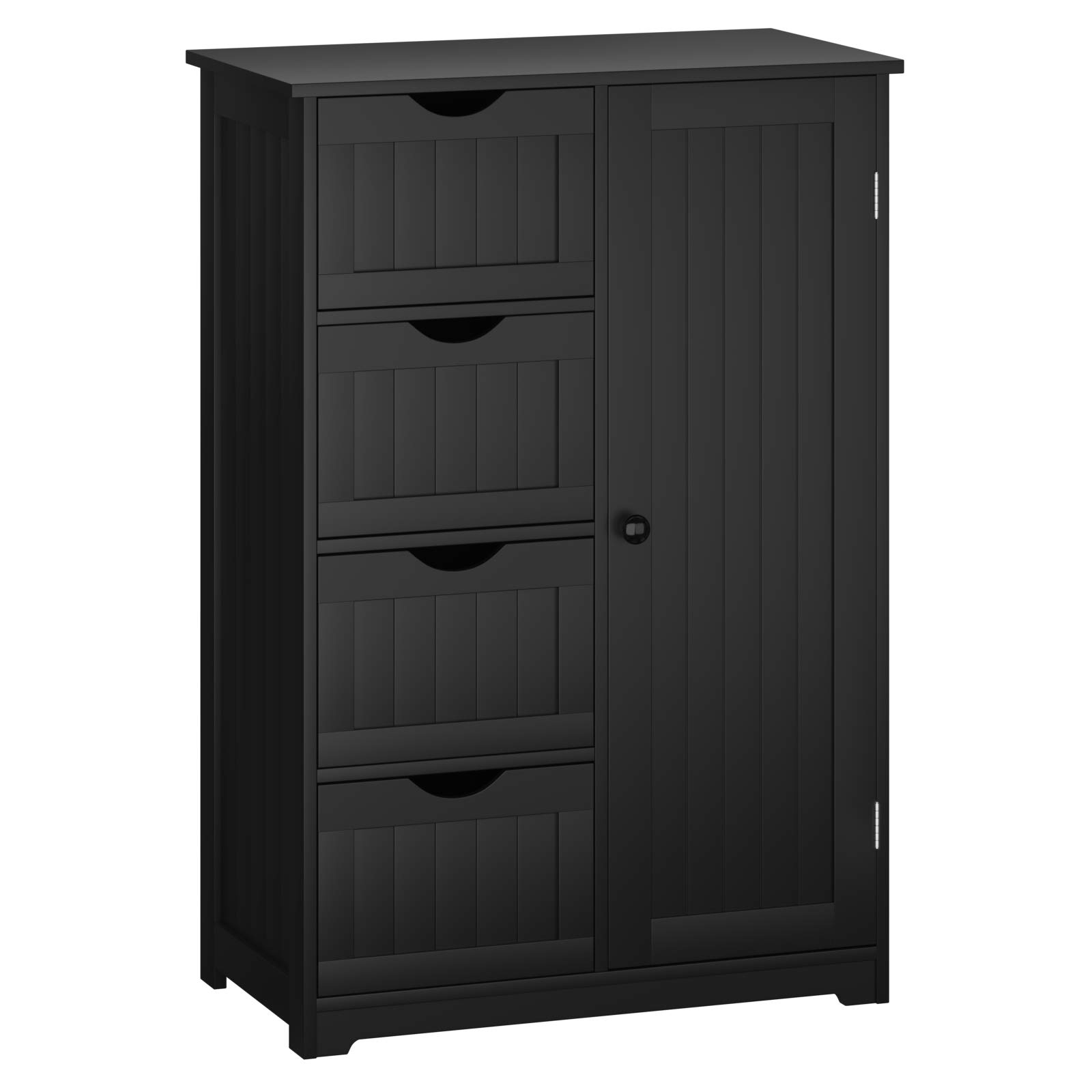 Giantex Freestanding Bathroom Storage Cabinet with 4 Drawers & Cupboard - 3 Adjustable Shelves, Anti-Tip Design - Entryway Console Table & Home Organizer (Black) - Perfect for Bathroom, Bedroom, Hallway & Entryway Storage Solutions