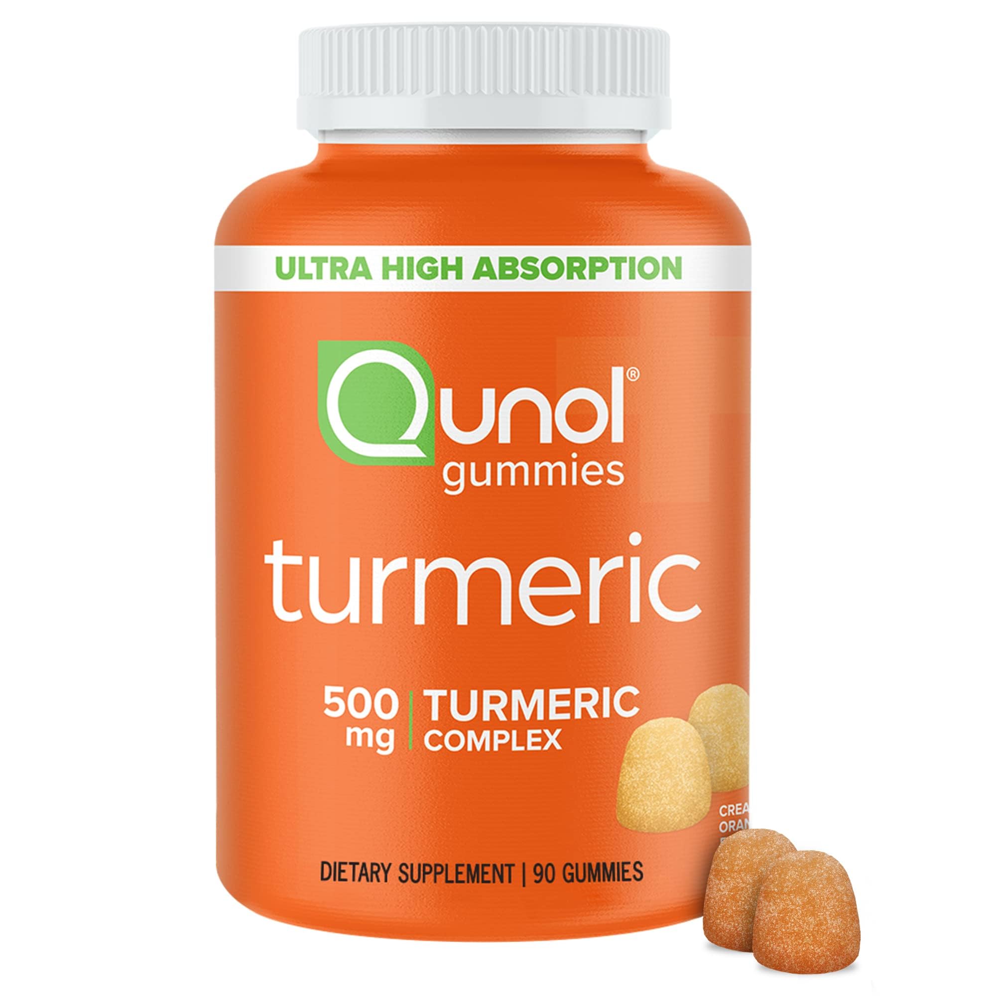 Qunol Turmeric Gummies with 500mg Turmeric Curcumin - Vegan & Gluten Free Joint Support Supplement for Enhanced Absorption (90 Count) | Perfect for Active Lifestyles & Daily Wellness