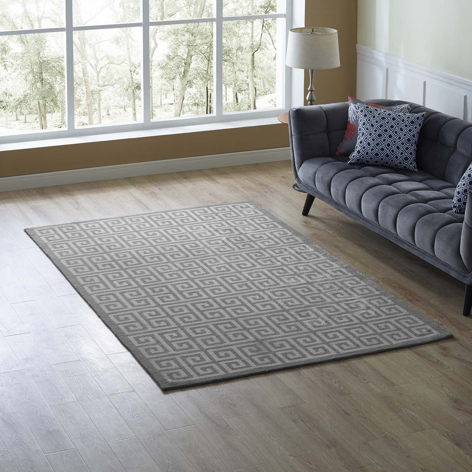 Modern Contemporary Urban Living Area Rug - Soft Fabric Floor Carpet in Multi-Tone Gray - Perfect for Lounge, Living Room & Bedroom Decor