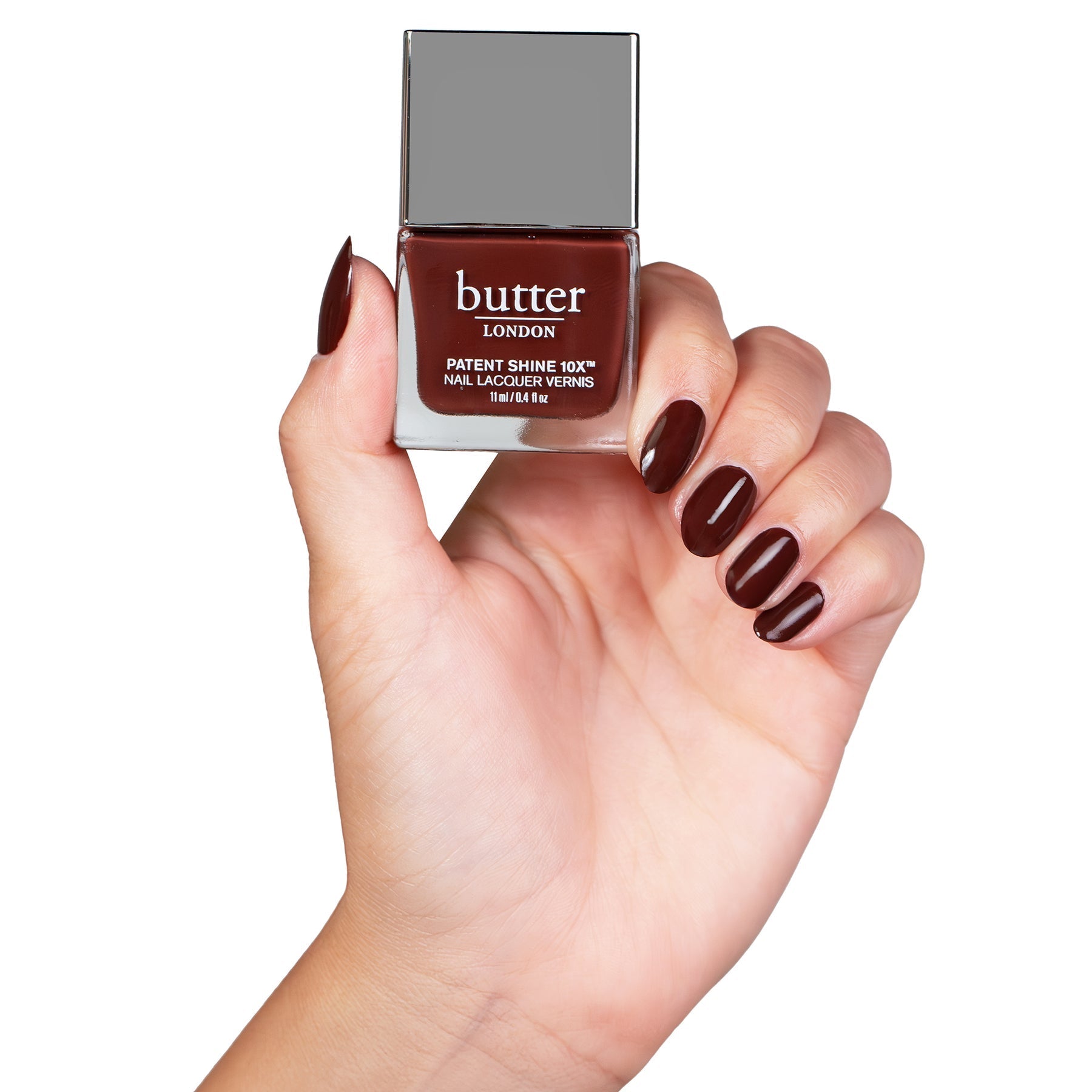 Butter London Patent Shine 10X Nail Lacquer - Boozy Chocolate Long-Lasting Nail Polish for Professional Salon & At-Home Manicures