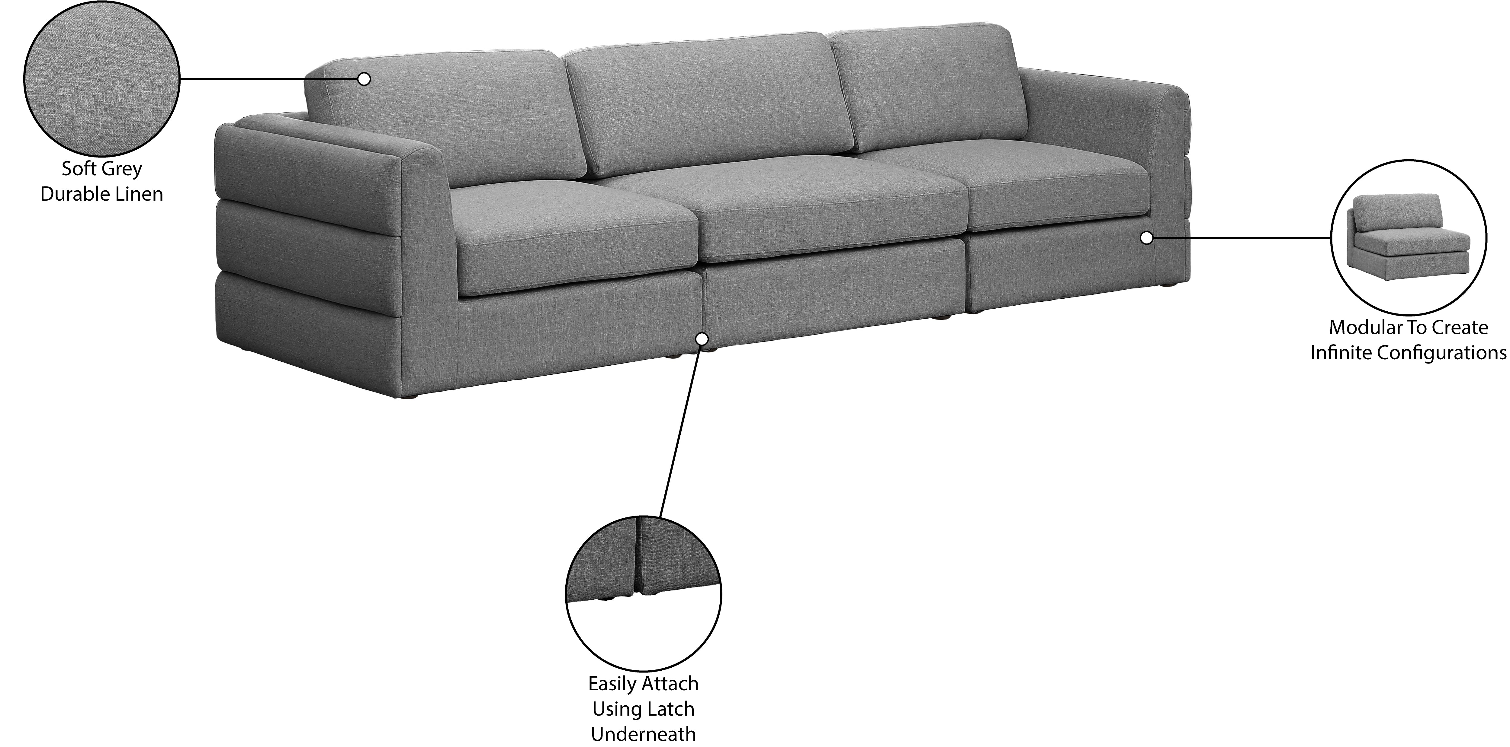 Beckham Durable Linen Textured Fabric Modular Sofa - Modern Sectional Couch for Living Room, Lounge & Home Office - Easy to Assemble Comfortable Sofa Set with Washable Covers