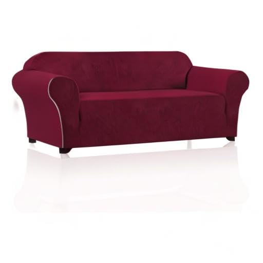 PrinceDeco 3-Cushion Couch Cover – Extra Large Pet-Friendly Sofa Slipcover, Washable Furniture Protector for Oversized Couches (Fitted Design Stays in Place) – Perfect for Living Rooms, Family Rooms & Pet-Friendly Homes (XL Size, Burgundy Red)