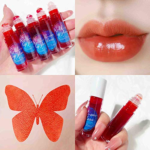 Roll On Lip Gloss - Moisturizing Sheer Wet Shine Lip Glaze with Natural Ingredients, 4ml Flavored Lip Gloss for Hydration & Shine, Waterproof & Non-Fading - Perfect for Daily Wear, Parties & Makeup Looks