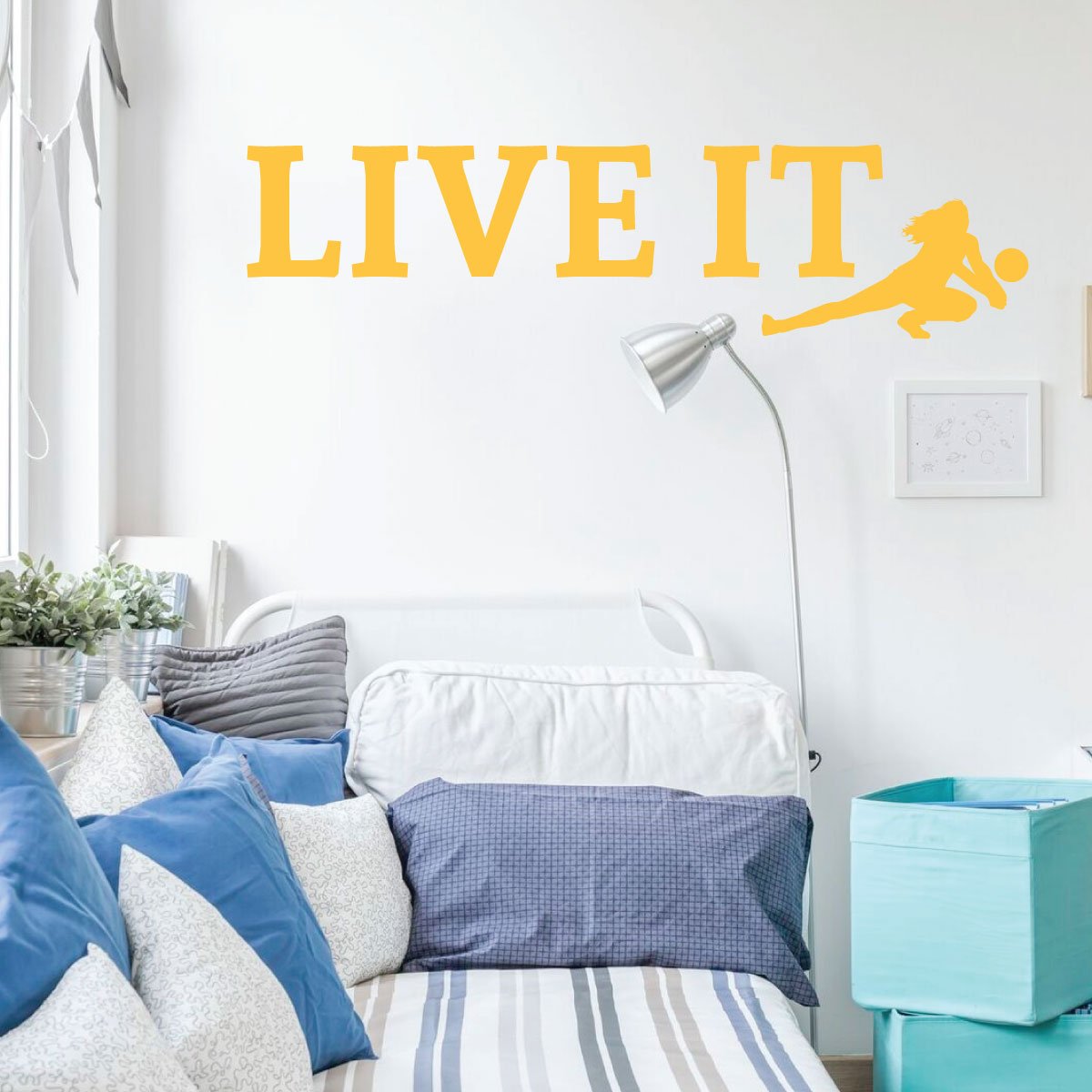 Volleyball Wall Decal - 'Live It' Vinyl Sticker for Girls Bedroom & Playroom - Sports Themed Room Decor - Perfect for Volleyball Lovers & Teen Athletes