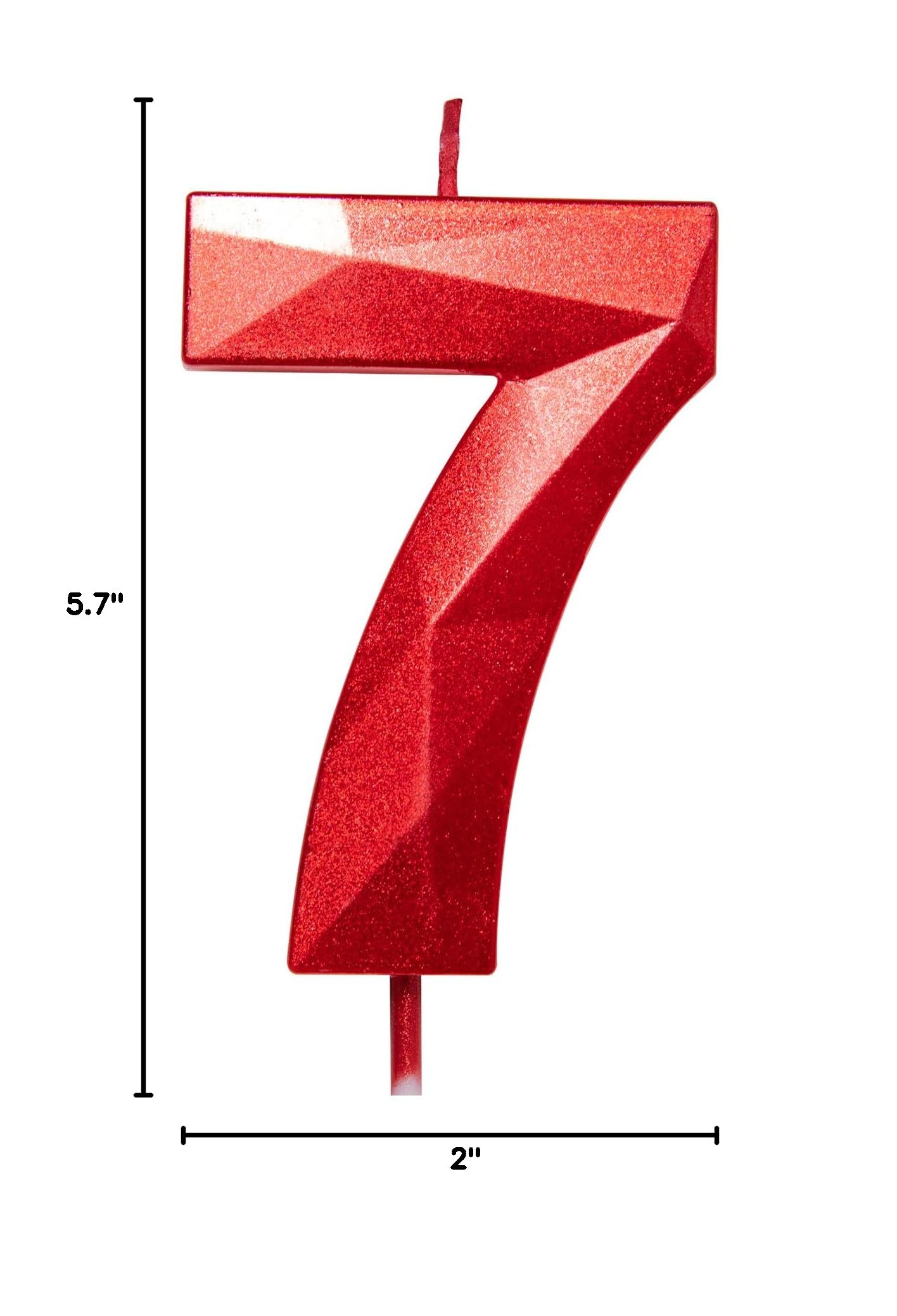 2.75 Inch Tall 3D Diamond Shaped Bright Red Number 7 Birthday Cake Candles - Premium Cake Topper for Adult & Kids Birthday Parties, Family Celebrations, Baking Decorations - Perfect for Birthday Cakes, Cupcakes, and Dessert Displays